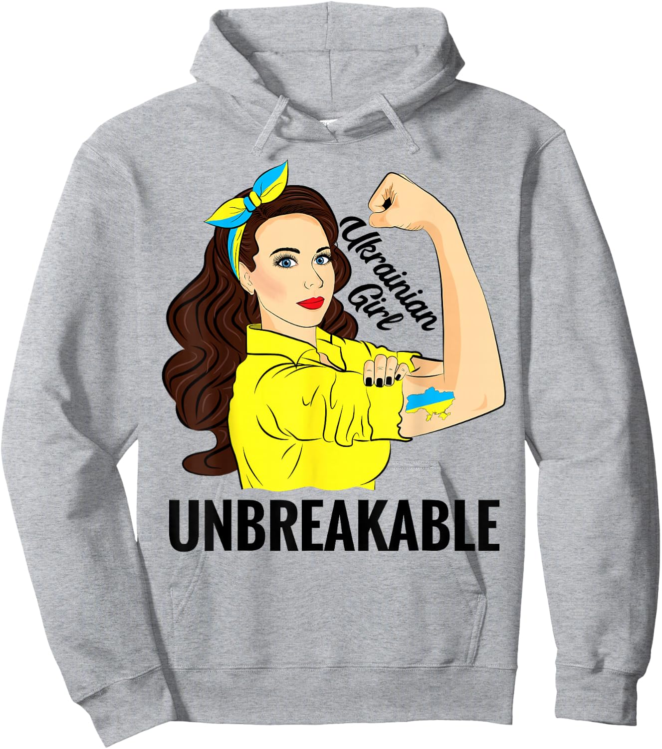 Ukrainian Women Girl Unbreakable Ukraine Flag Hoodie - Hoodie | Ash