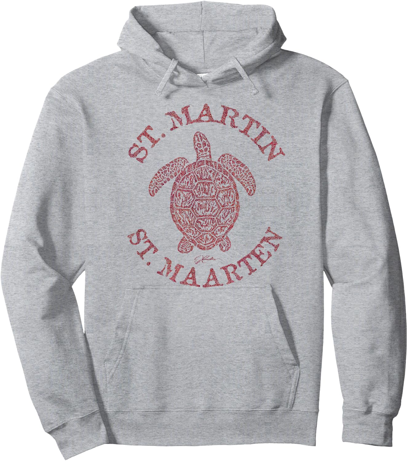 JCombs: St. Martin/St. Maarten Sea Turtle (Distressed) Hoodie - Hoodie | Ash