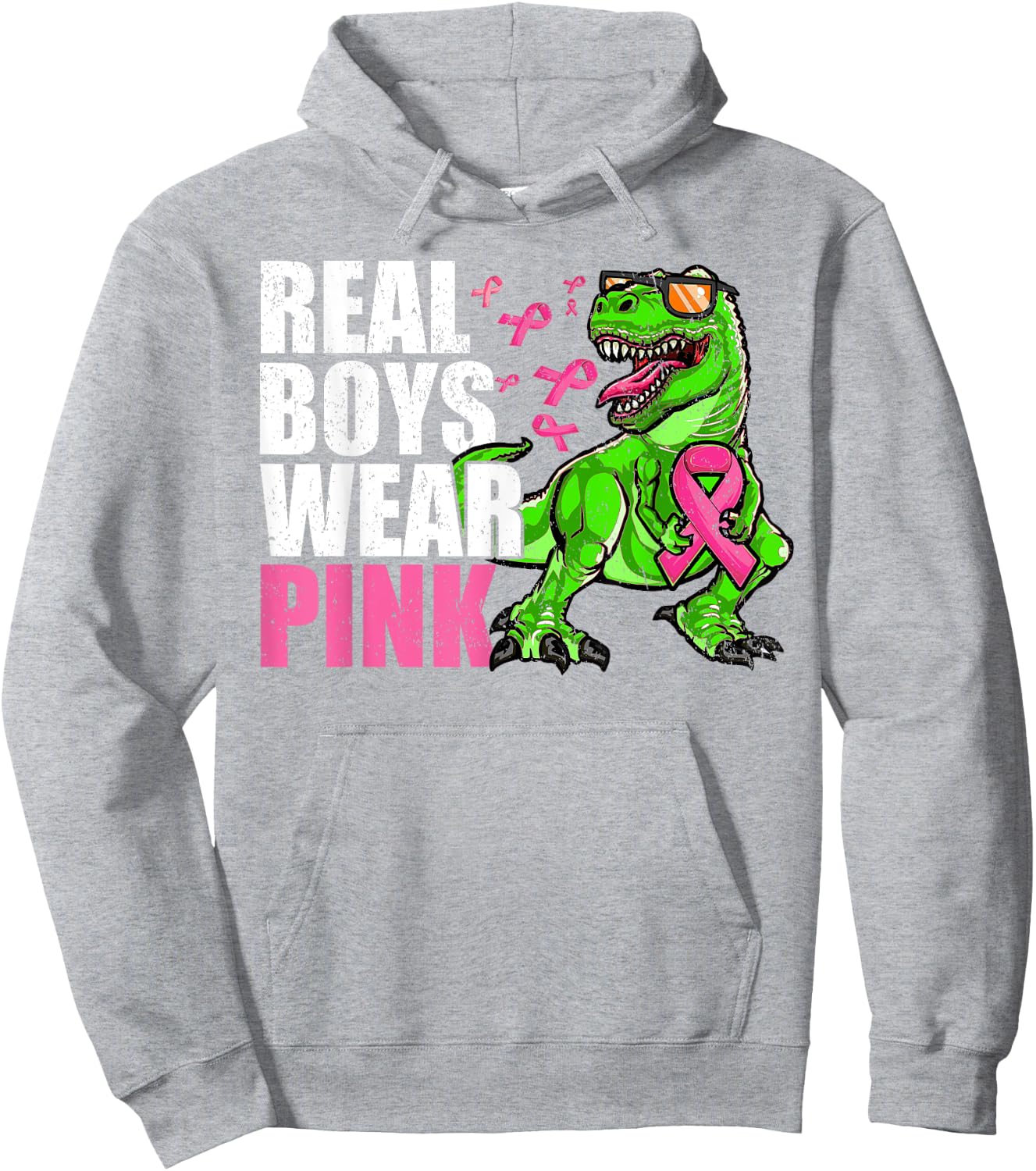 Breast Cancer Youths Toddlers, T Rex Breast Cancer Boys Kids Hoodie - Hoodie | Ash