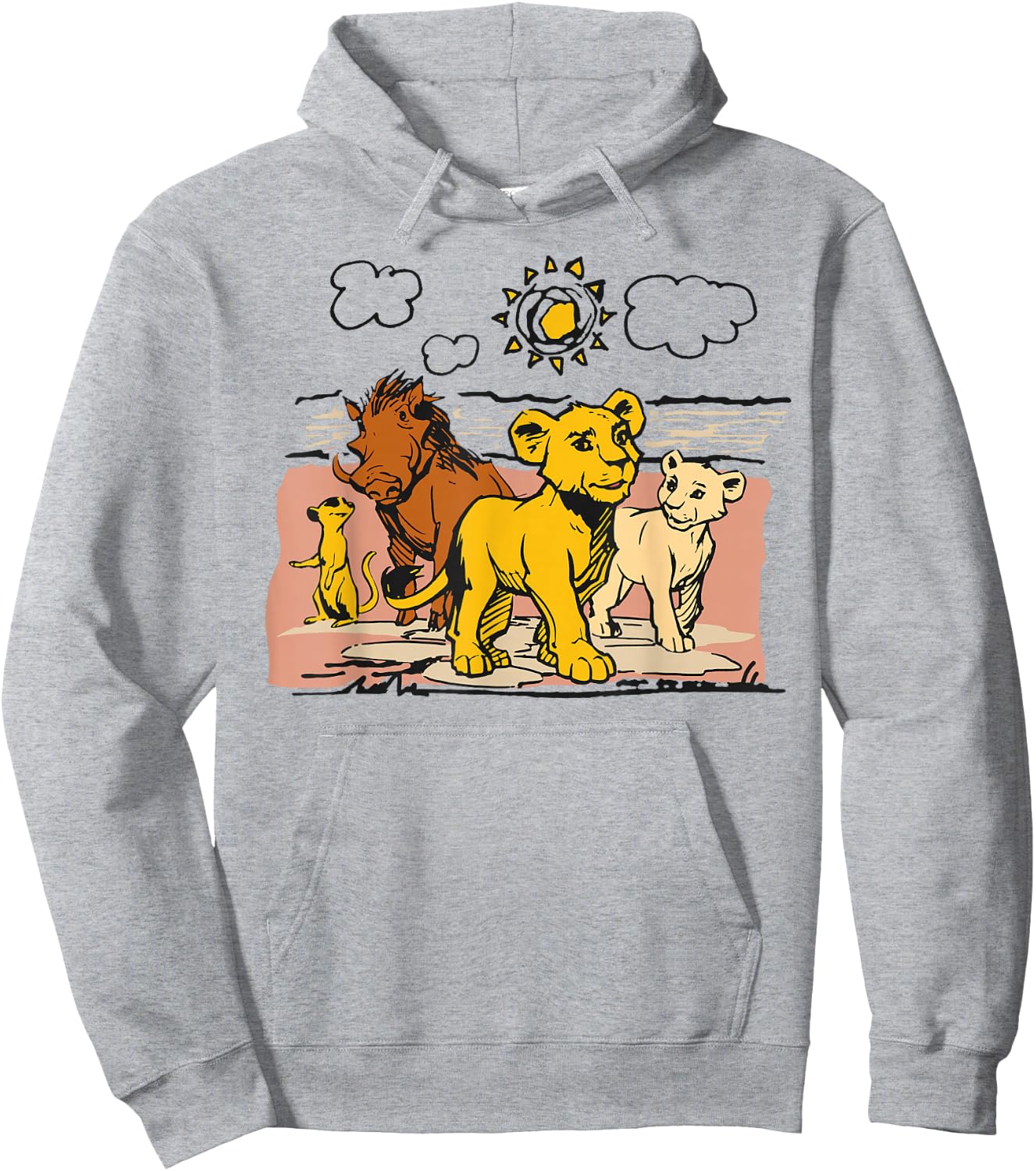 Disney The Lion King Live Action Sketched Group Portrait Hoodie - Hoodie | Ash