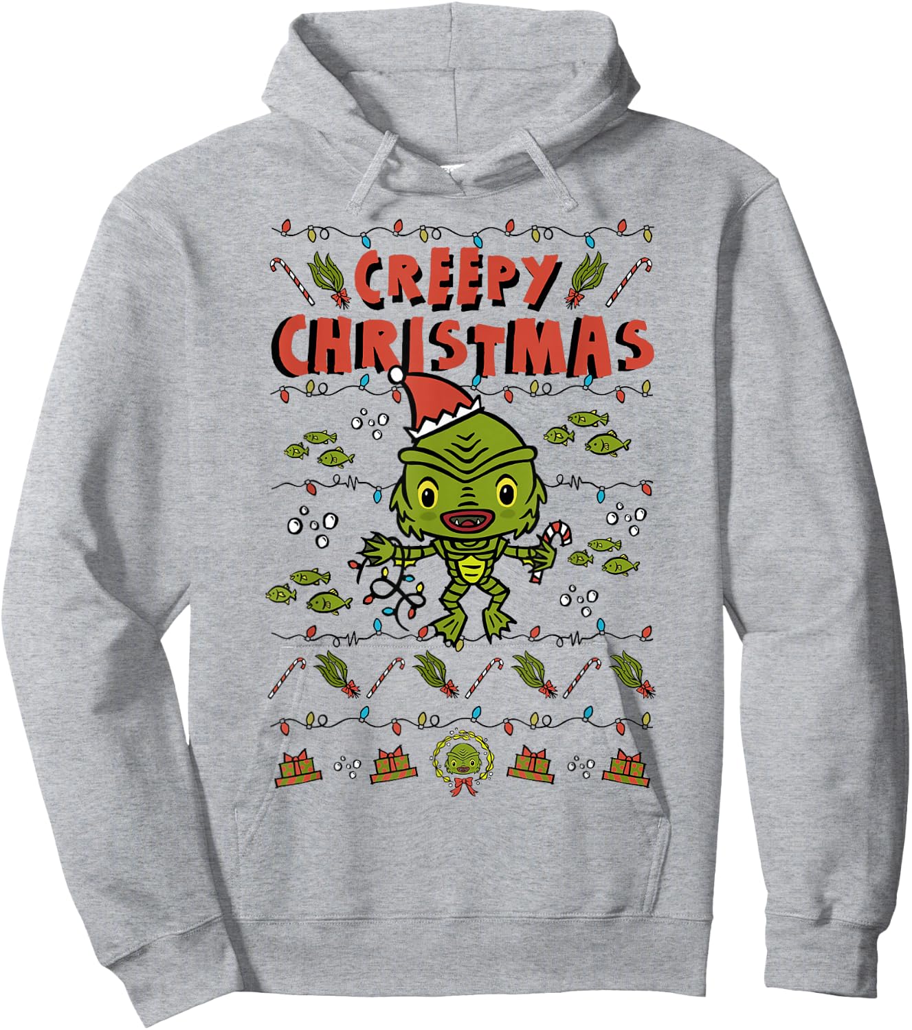 Universal Monsters Christmas Black Lagoon Creepy Christmas Hoodie - Hoodie | Ash