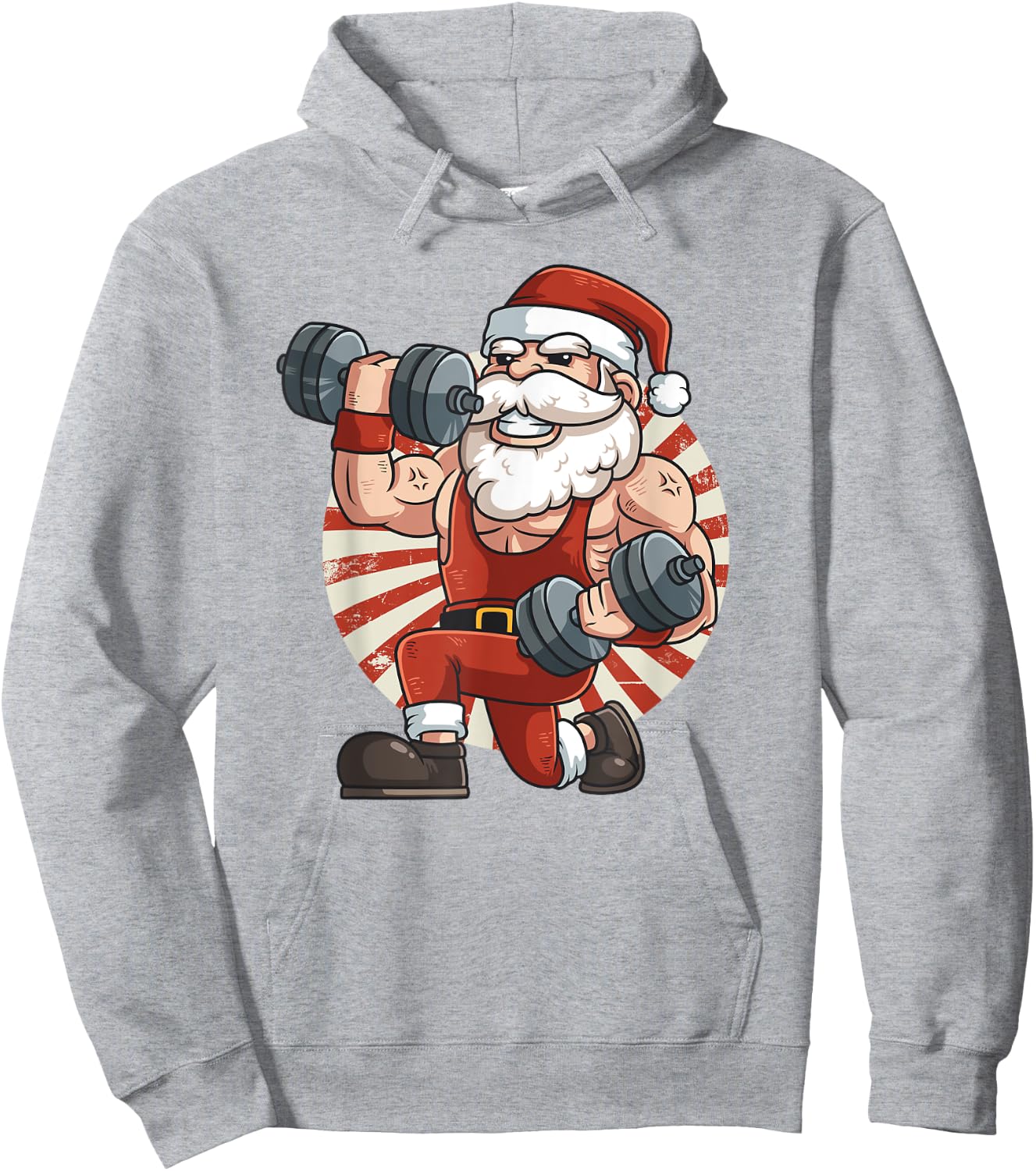 Santa Claus Weightlifting Gym Fitness Training Christmas Hoodie - Hoodie | Ash