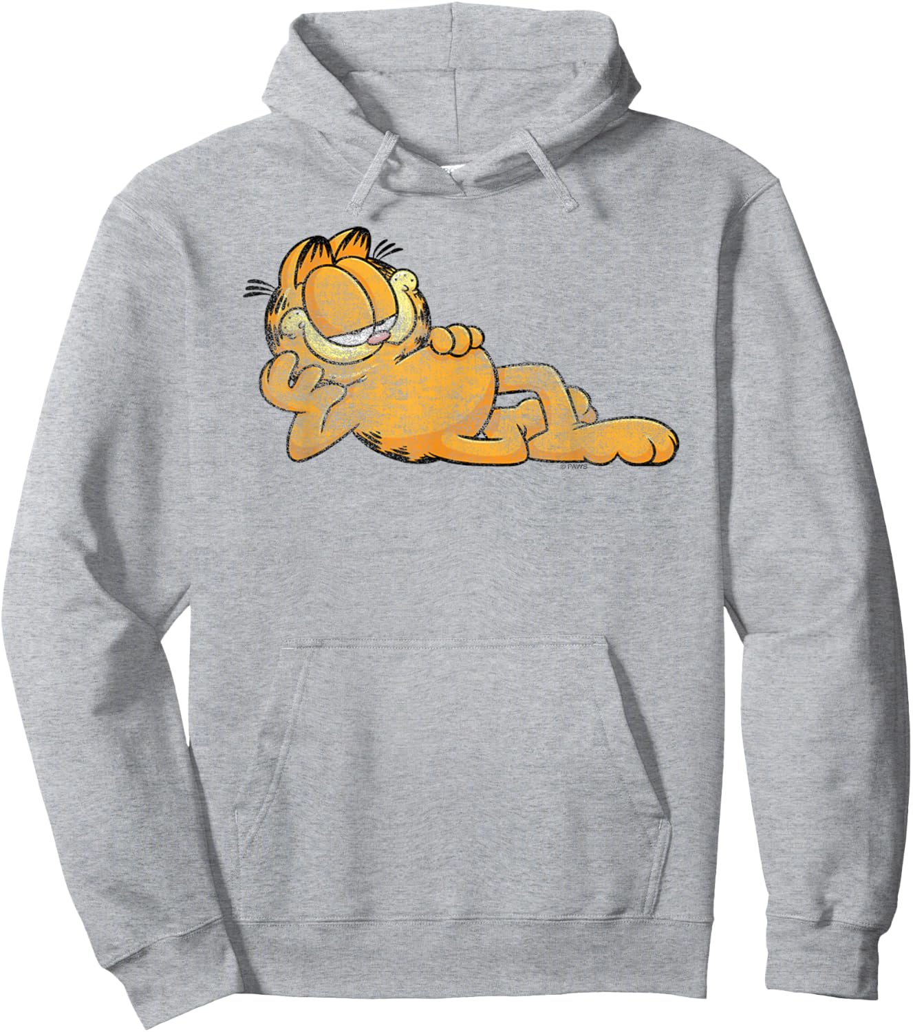 Garfield Happy Lounging Cartoon Cat Hoodie - Hoodie | Ash