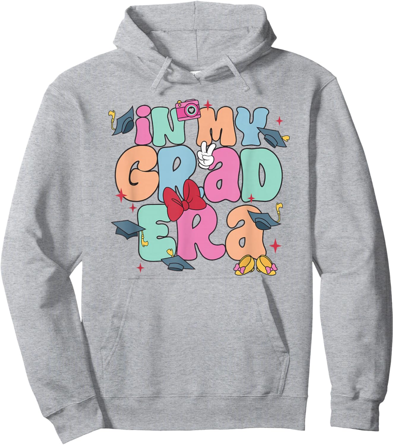 Disney Minnie Mouse in My Grad Era Cute Colorful Chest Logo Hoodie - Hoodie | Ash
