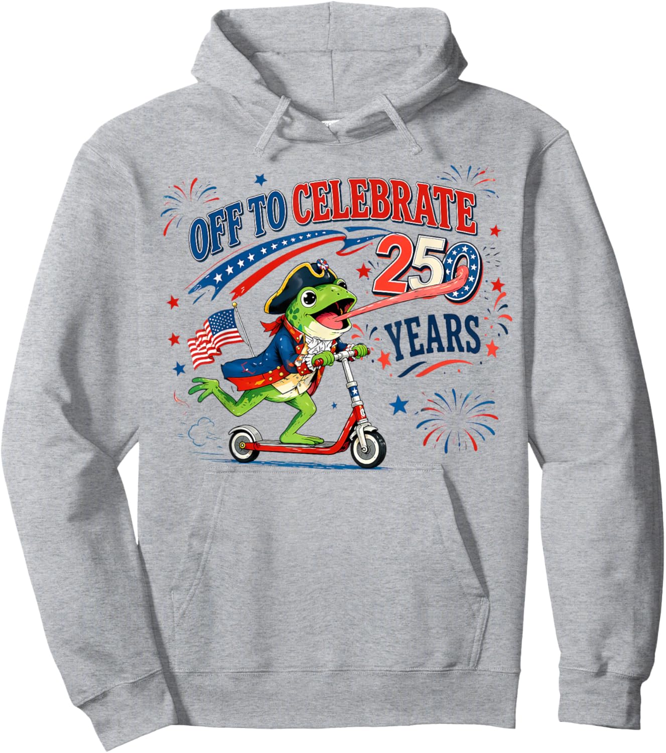 Retro Frog US Flag Off to Celebrate 250 Years 4th of July Hoodie - Hoodie | Ash