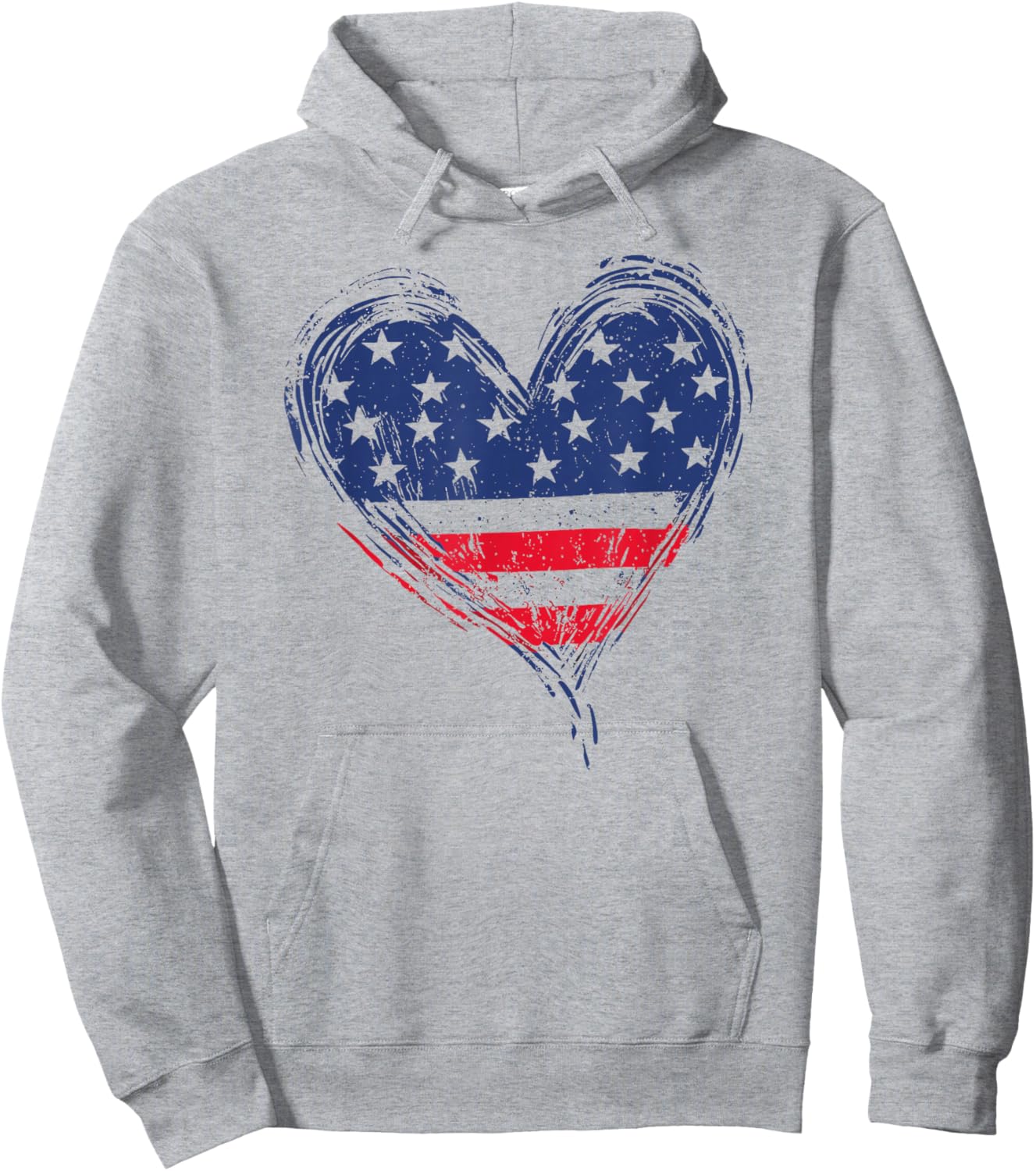 American Flag Heart Patriotic Stars And Stripes 4th of July Hoodie - Hoodie | Ash