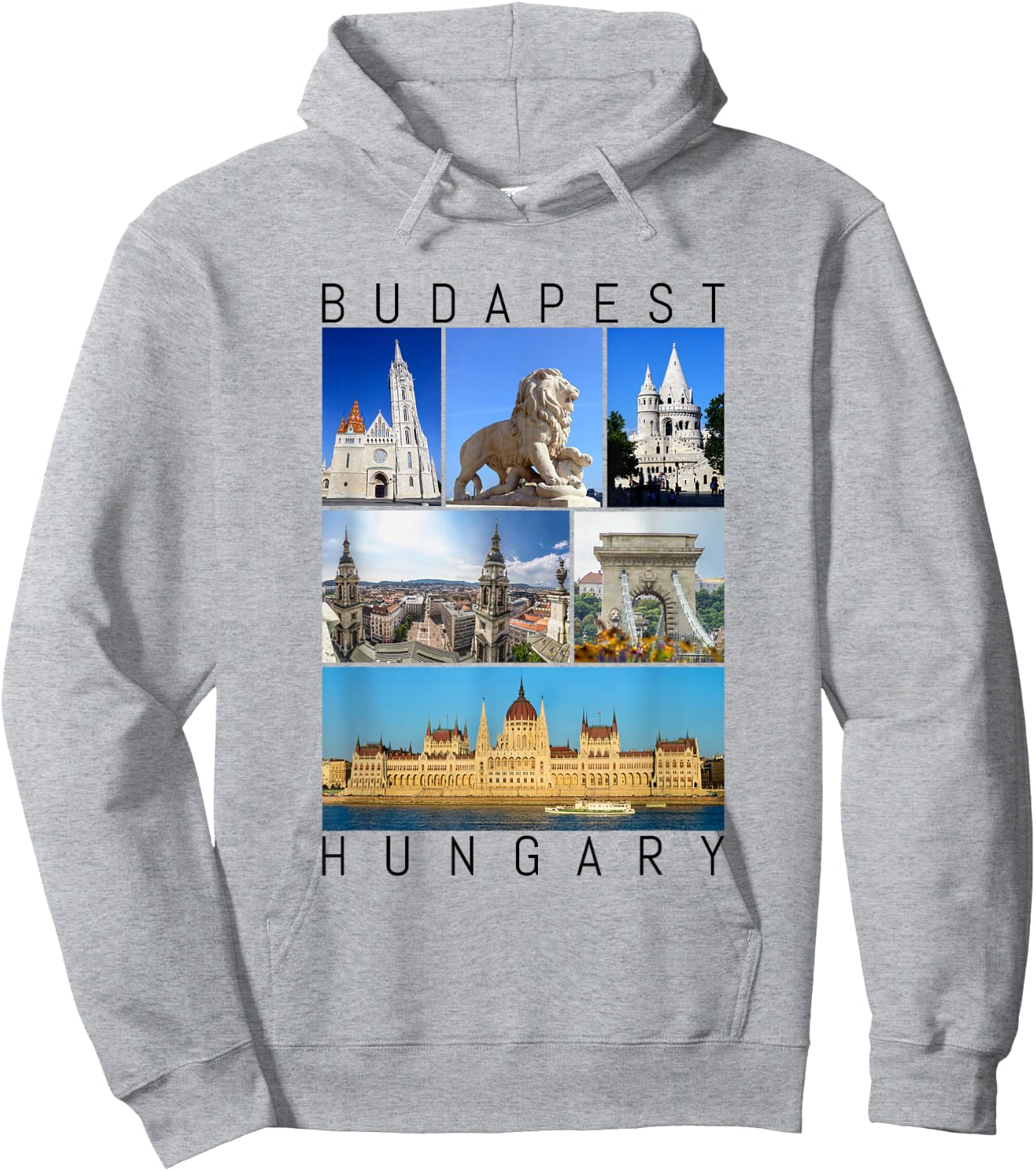 Budapest Hungary famous sights gallery Souvenir Hoodie - Hoodie | Ash