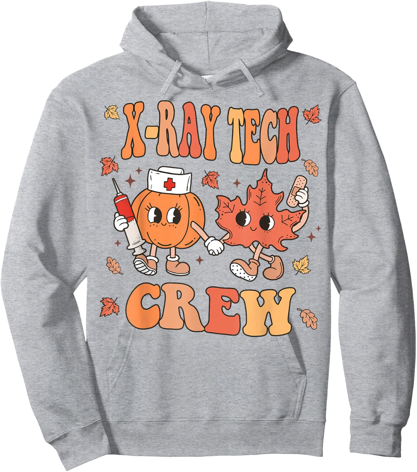 Retro Fall X-Ray Tech Crew Thanksgiving X-Ray Technologist Hoodie - Hoodie | Ash