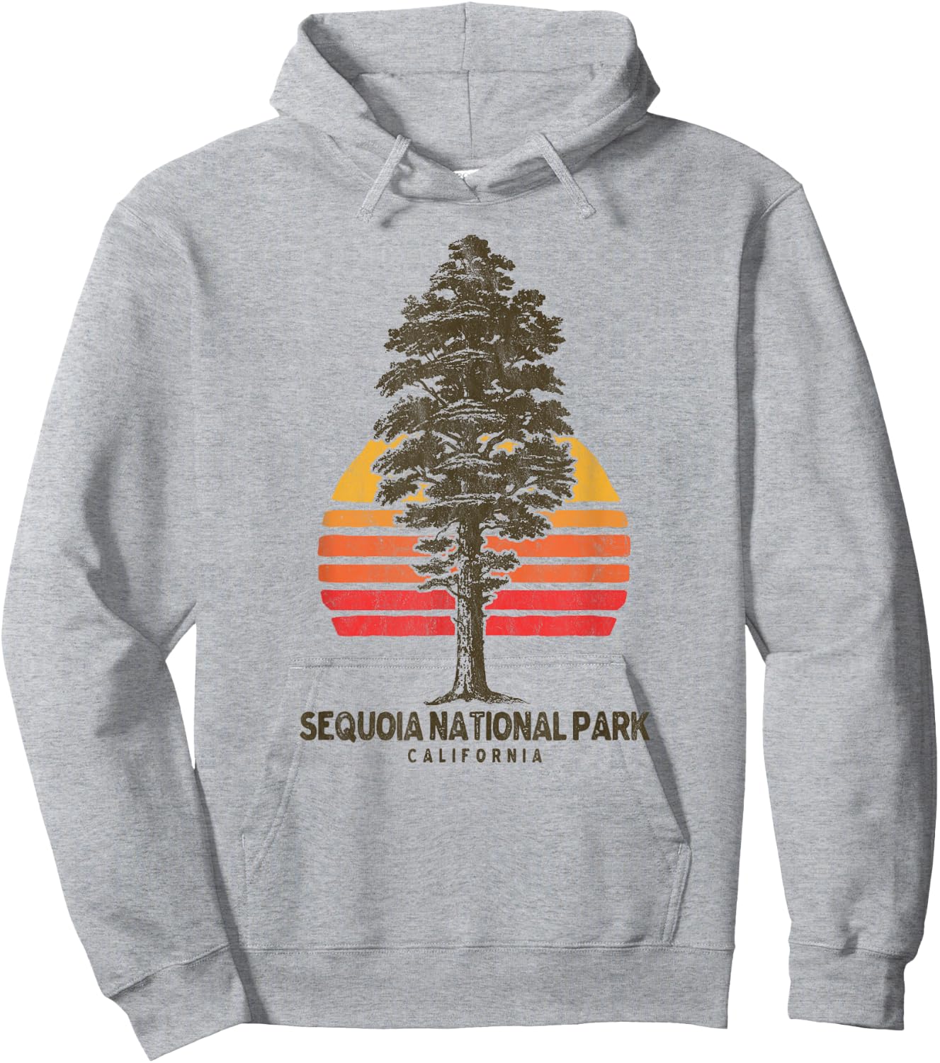 Sequoia National Park Retro Tree Minimalist Graphic Small Hoodie - Hoodie | Ash