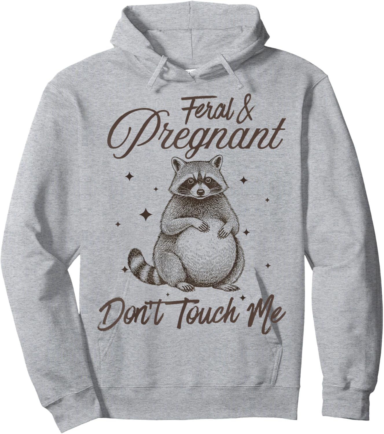 Feral and Pregnant Funny Maternity Mom to Be Pregnant Racoon Hoodie - Hoodie | Ash