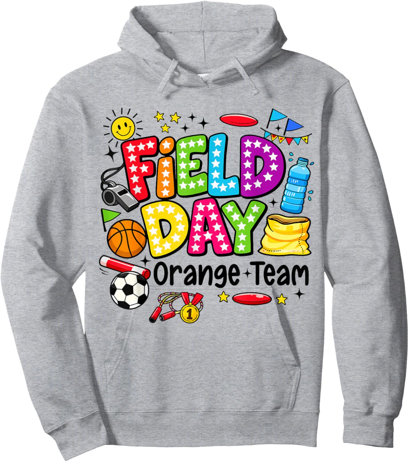 Field Day Orange Team Funny for Kids Teacher Field Day Games Hoodie - Hoodie | Ash