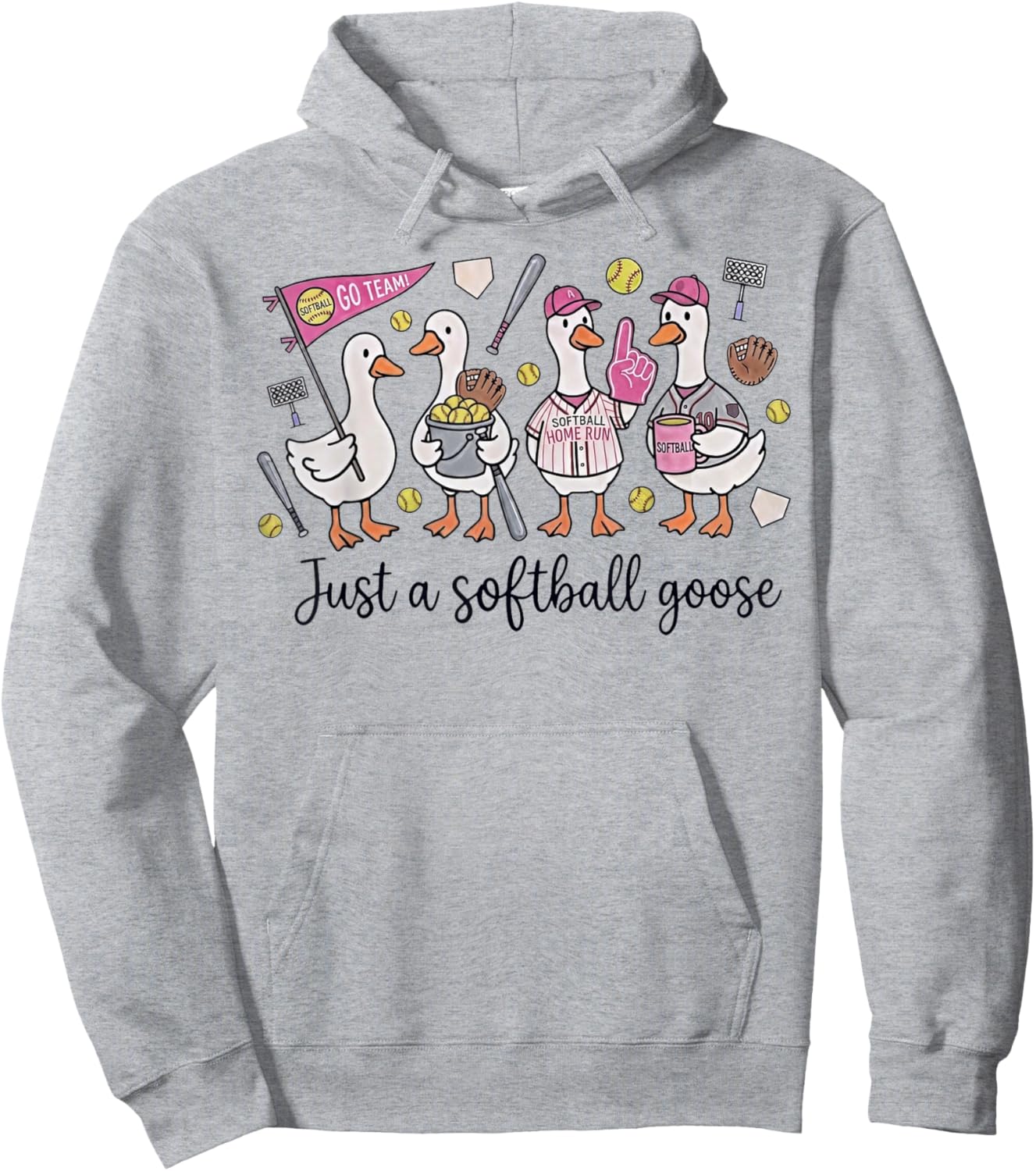 Just a Softball Goose Hoodie - Hoodie | Ash