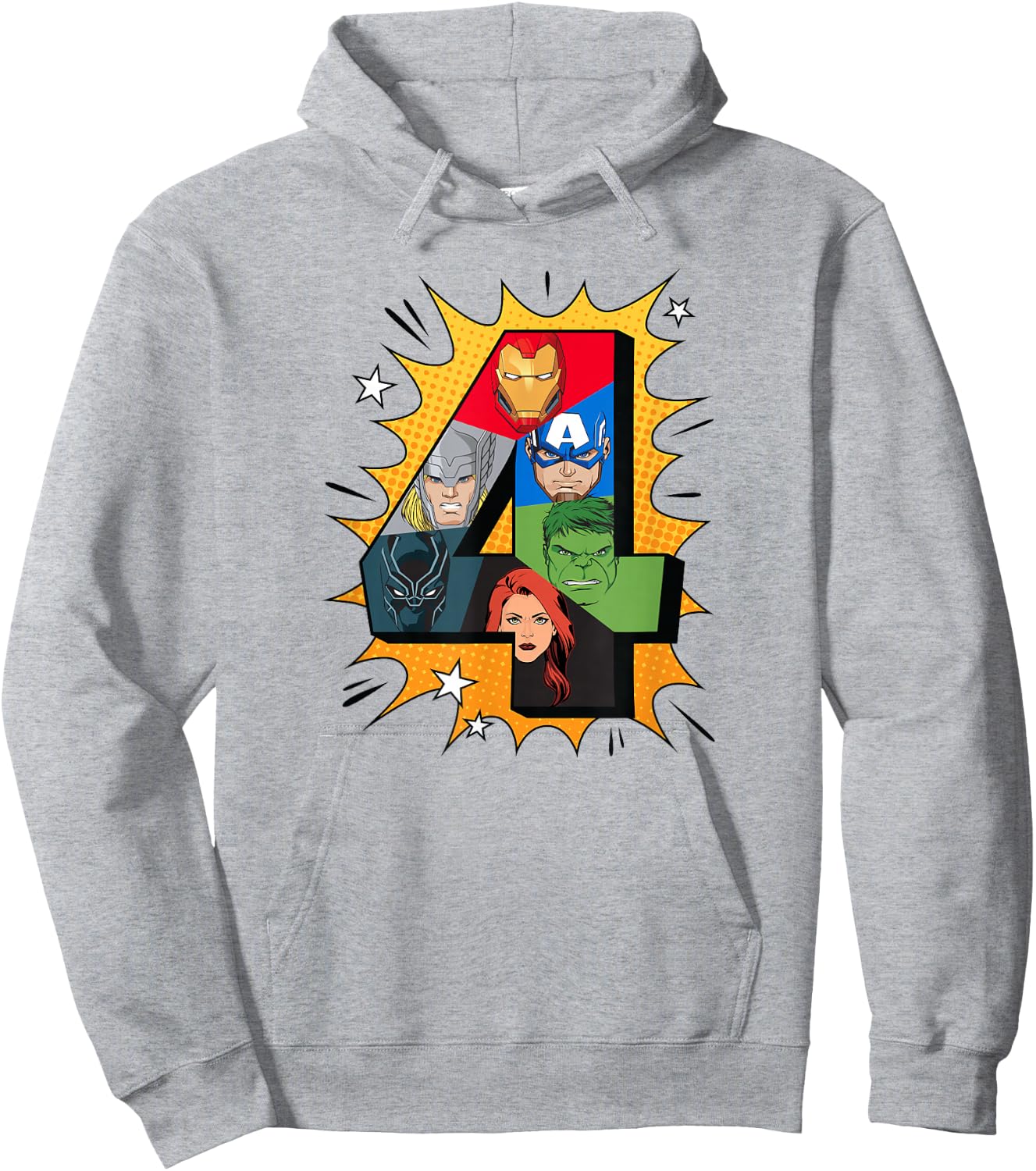 Marvel Avengers Comic Super Heroes 4th Birthday Hoodie - Hoodie | Ash