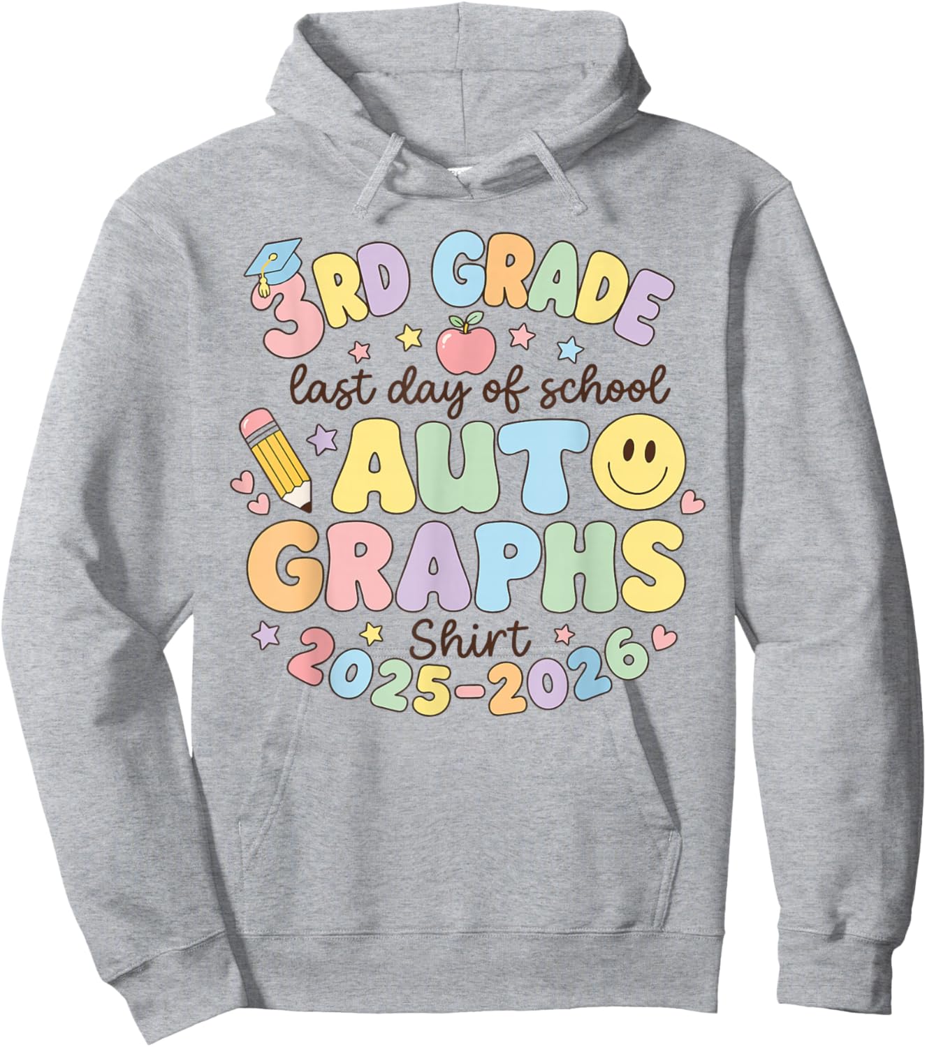 Cute Last Day of School 3rd Grade Autograph Kids Signature Hoodie - Hoodie | Ash