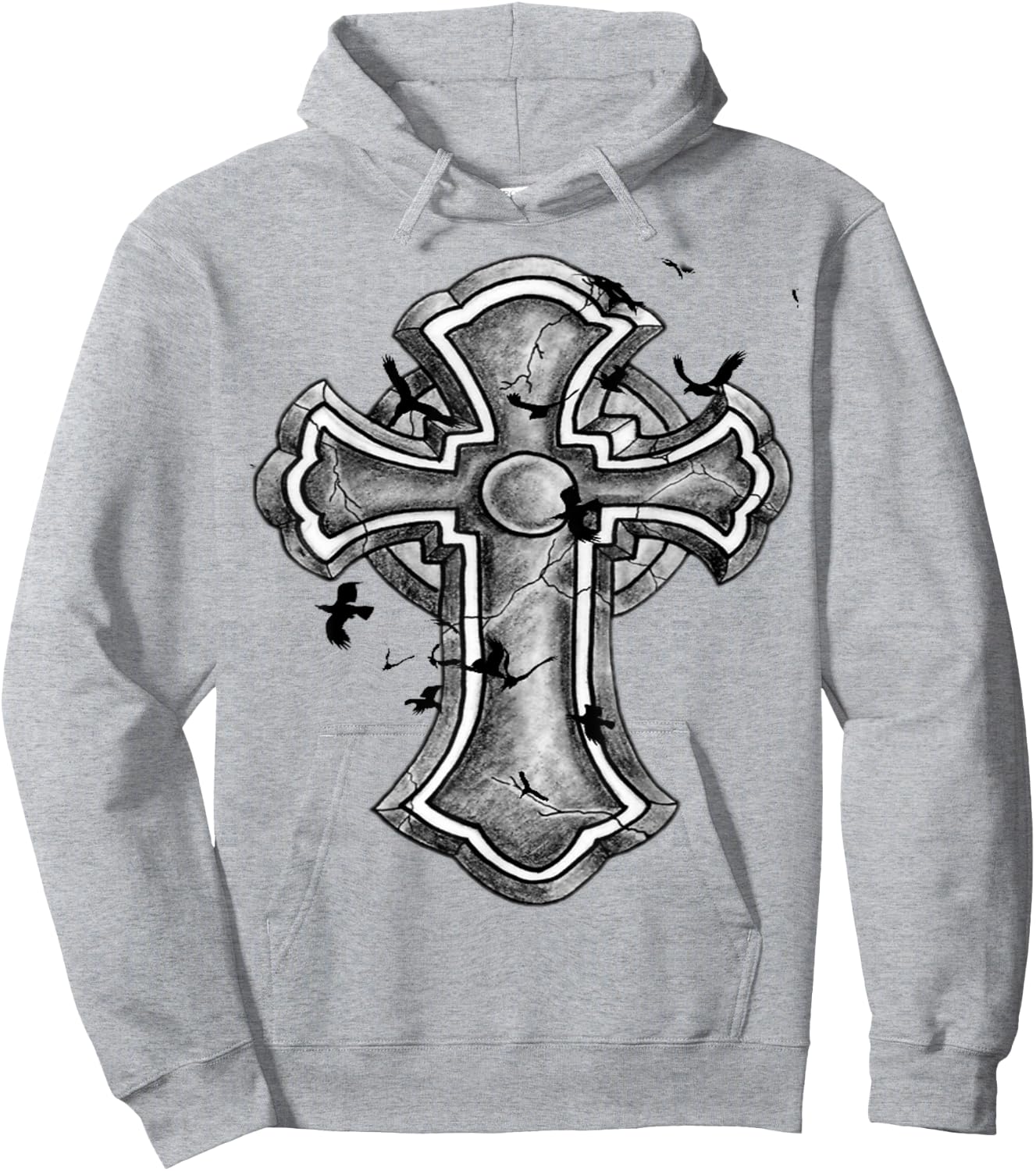 Christian Cross - Cool Strong Cross with Birds Hoodie - Hoodie | Ash