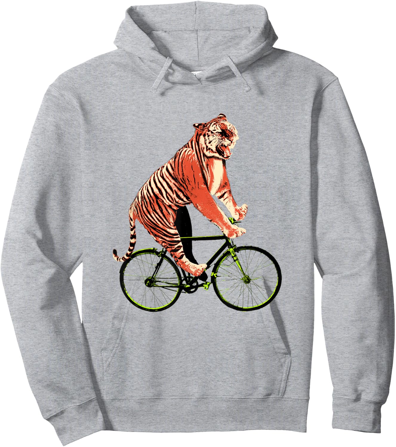 Tiger Riding Bicycle - Funny Tiger Gift a Cyclist Hoodie - Hoodie | Ash