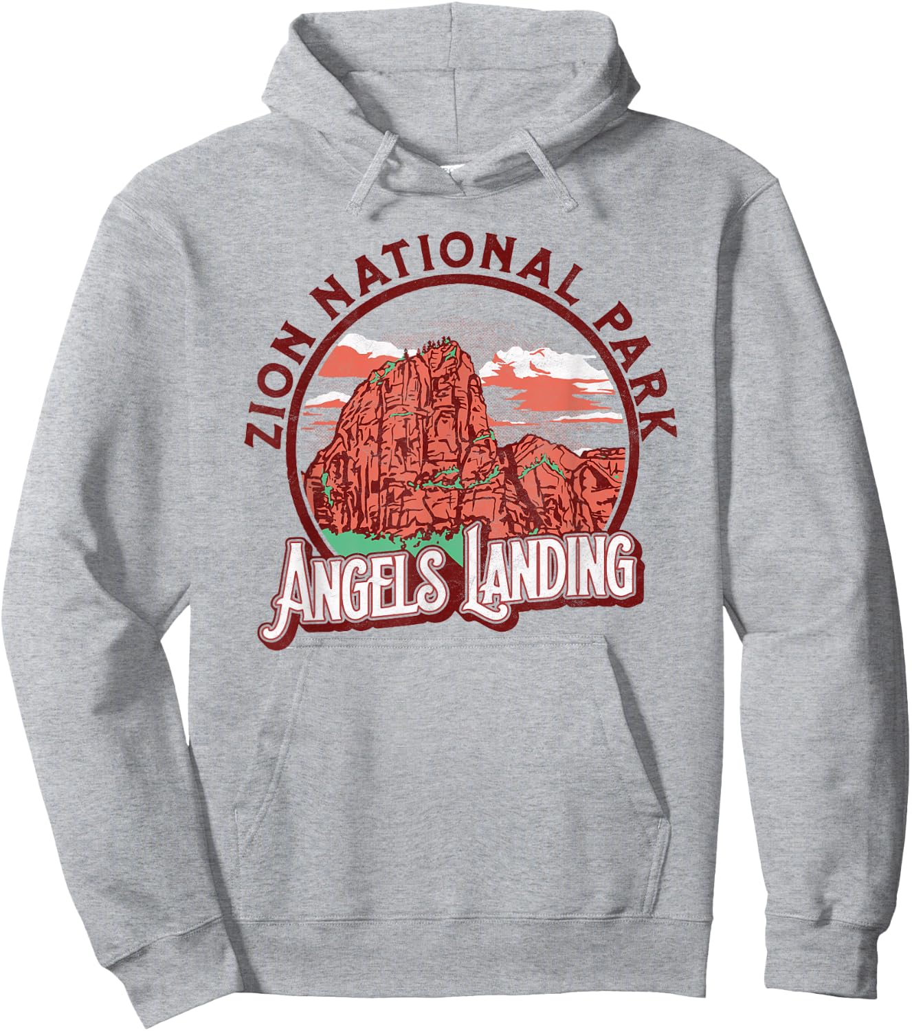 Angels Landing Zion National Park Vintage Graphic Hoodie - Hoodie | Ash
