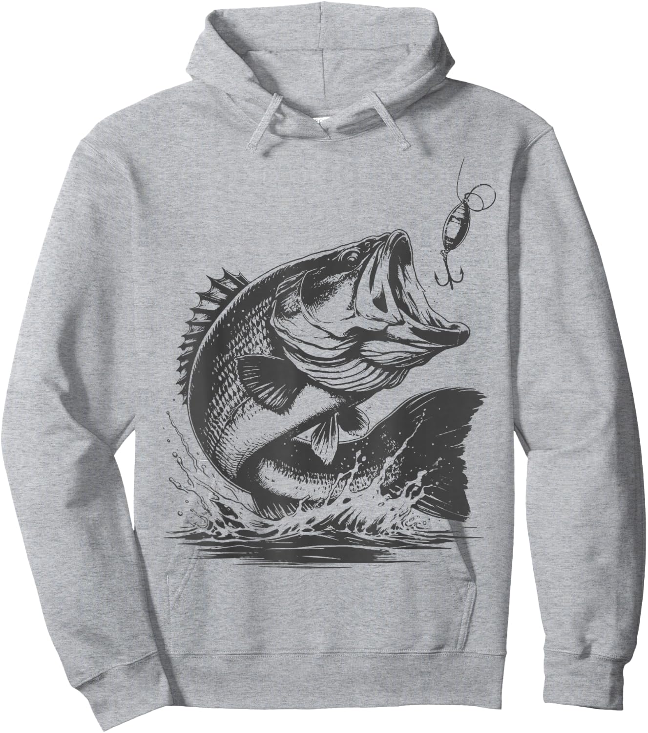 Vintage Bass Fishing Fishing Graphic Large Mouth Bass Fish Hoodie - Hoodie | Ash