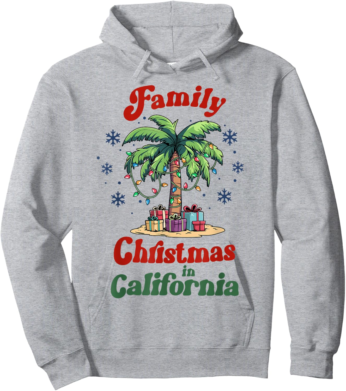 Matching Family Christmas in California Tropical Palm Tree Hoodie - Hoodie | Ash