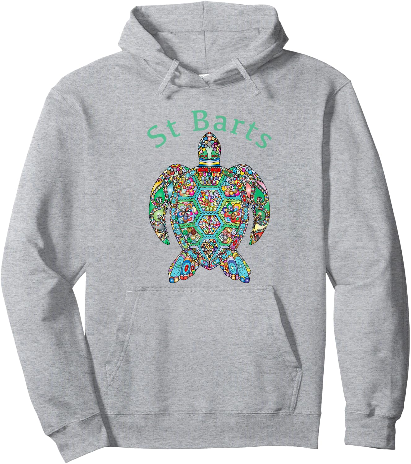 St Barts Tribal Turtle Gift Hoodie - Hoodie | Ash