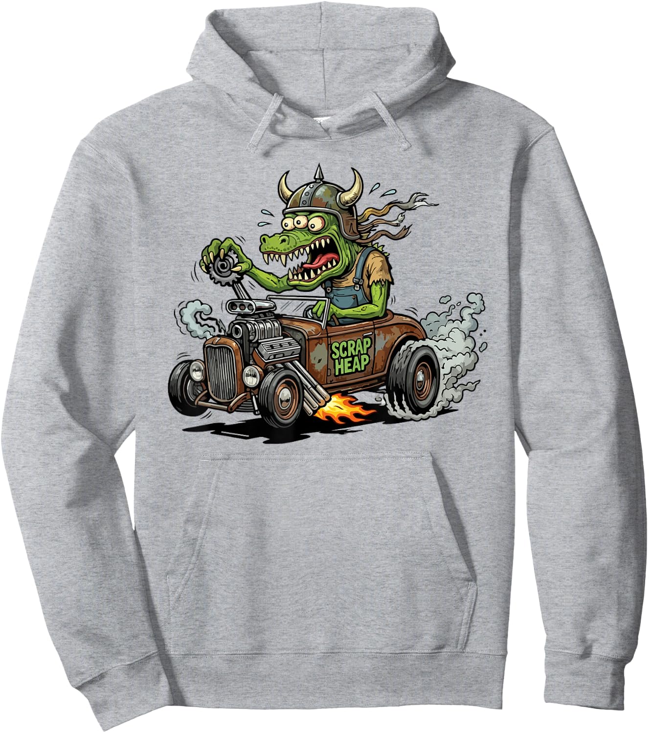 Funny Vintage Style Crazy Hotrod Rat Rod Race Car Cartoon Hoodie - Hoodie | Ash