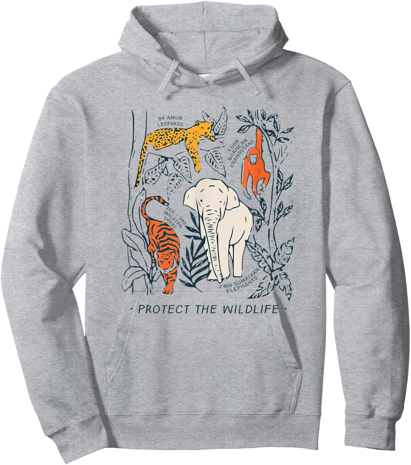 Protect The Wildlife Botanical Chart Shirt Endangered Animal Hoodie - Hoodie | Ash