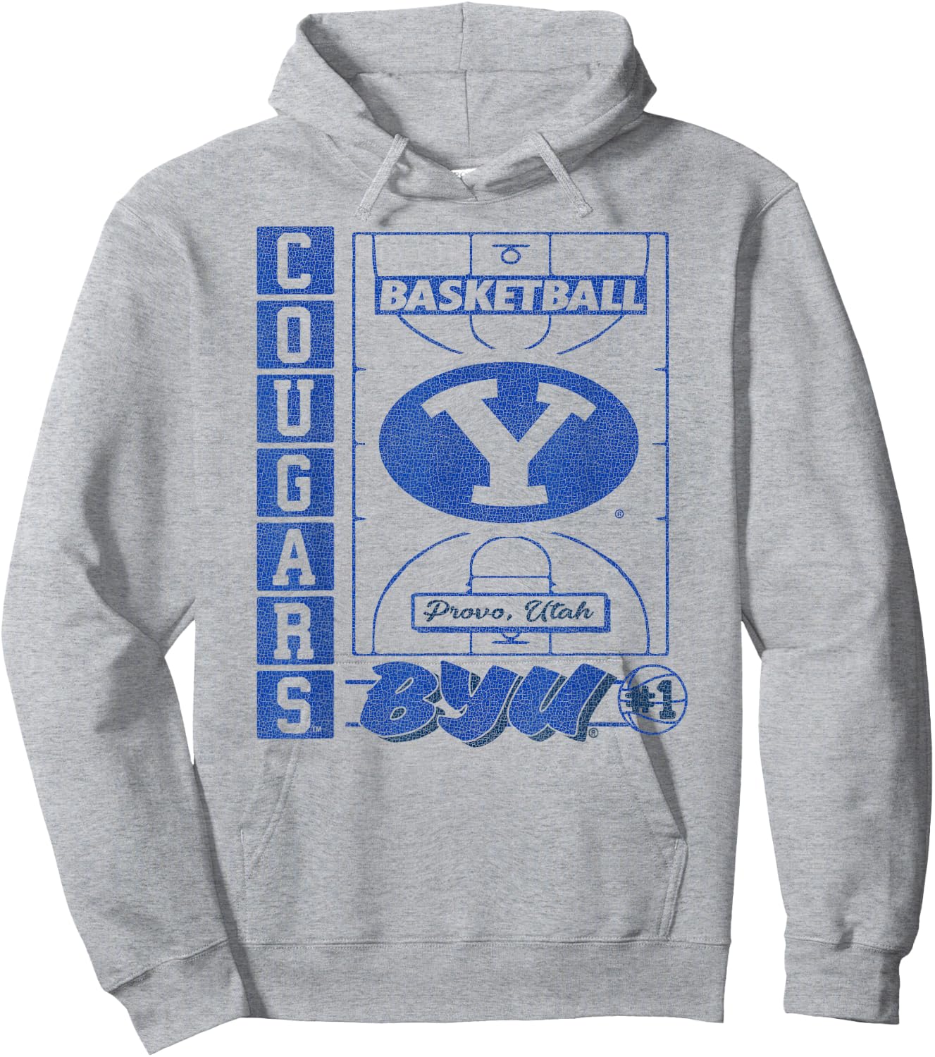 BYU Cougars Basketball Vintage Court White Hoodie - Hoodie | Ash
