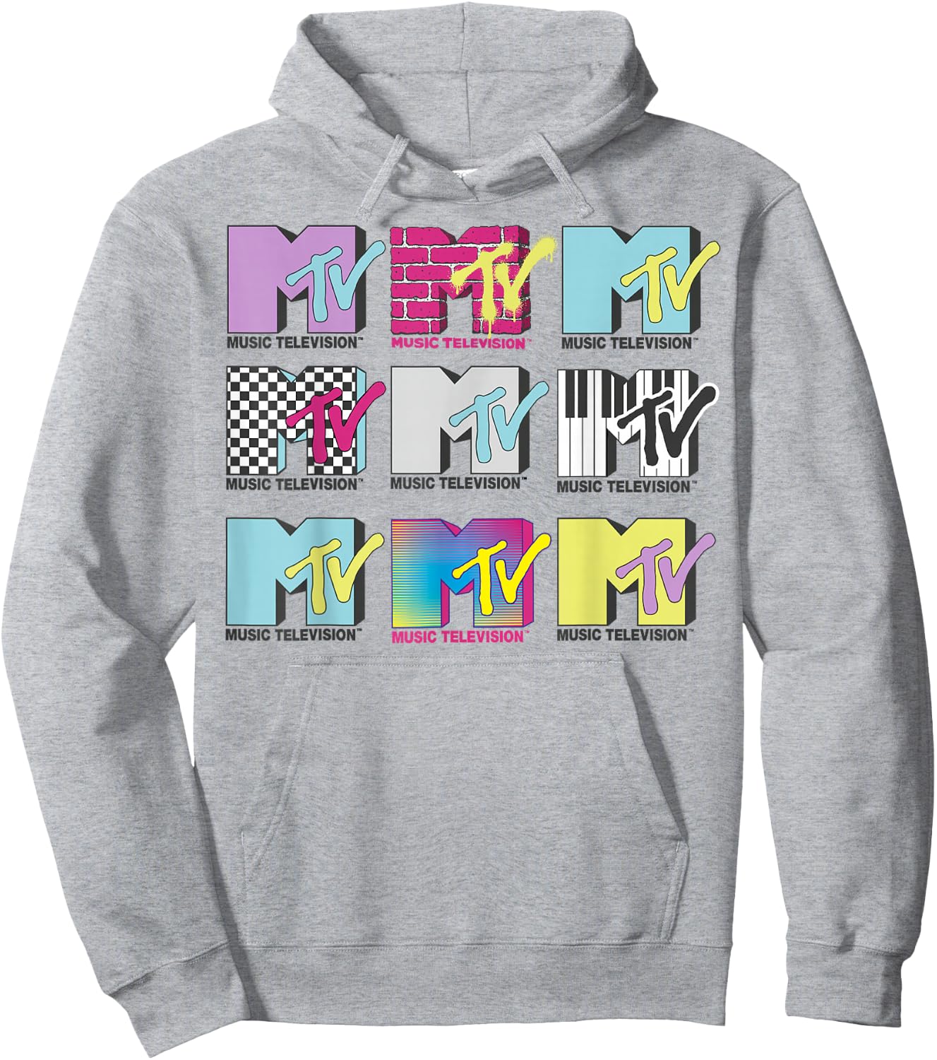 MTV Logo Stack Style Graphic Hoodie - Hoodie | Ash