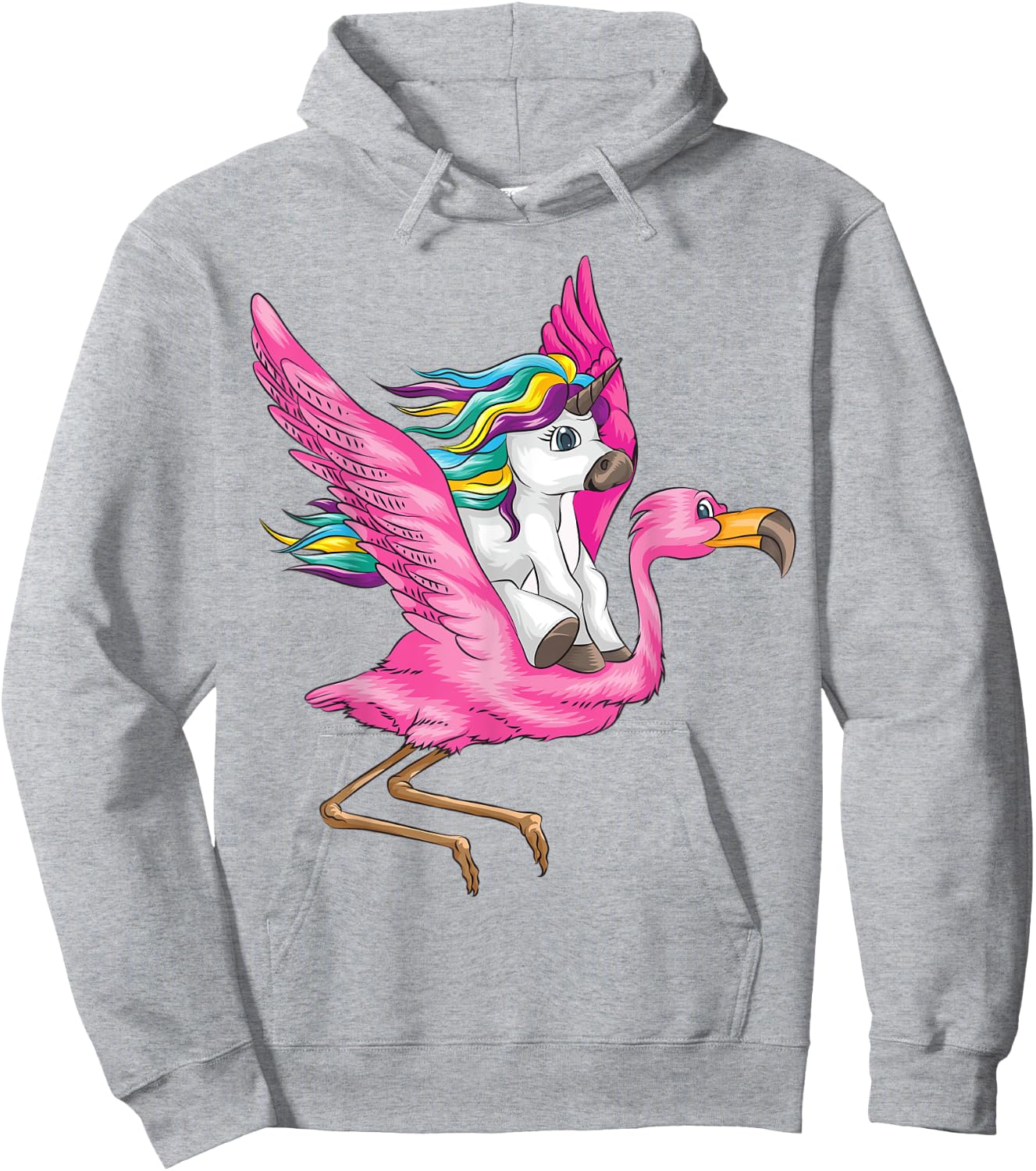 Unicorn Riding Flamingo Shirt | Fantasy Creatures Fans Gift Hoodie - Hoodie | Ash
