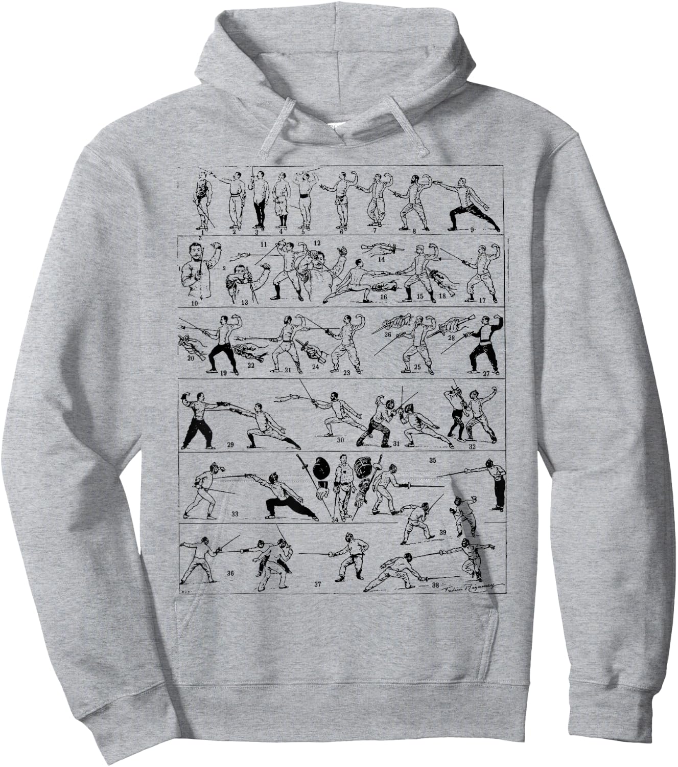 Fencing Vintage Chart Retro Funny Fencing Sports Hoodie - Hoodie | Ash