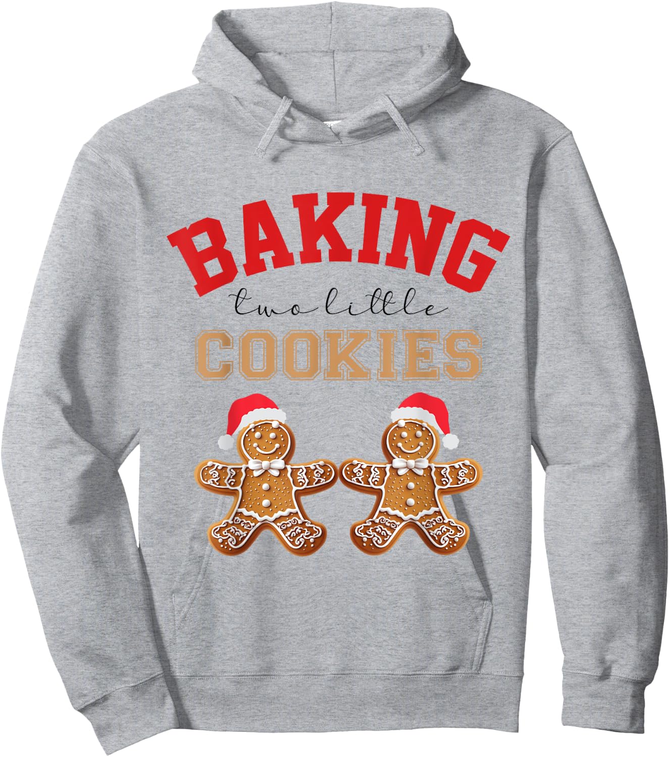 Baking Two Little Cookies Christmas Pregnant Twin Pregnancy Hoodie - Hoodie | Ash