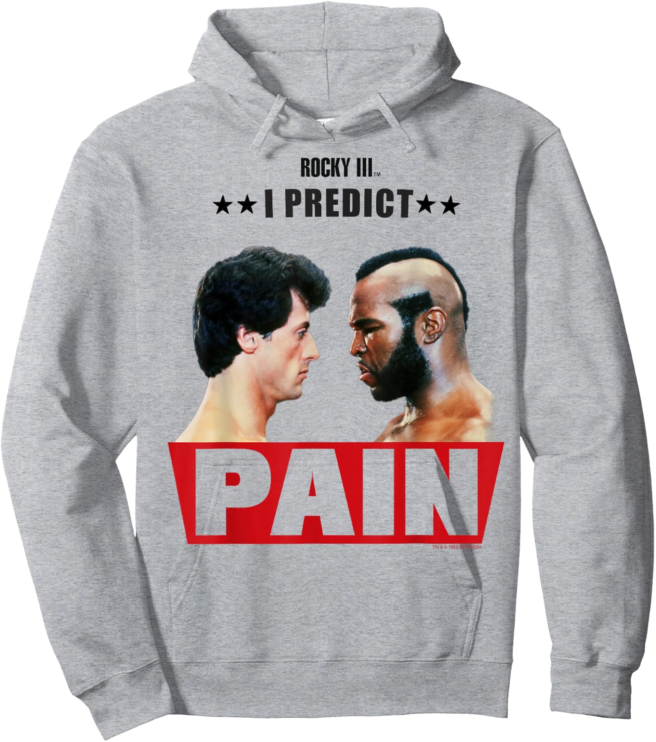 Rocky 3 I Predict Pain Rocky and Clubber Face Off Portrait Hoodie - Hoodie | Ash