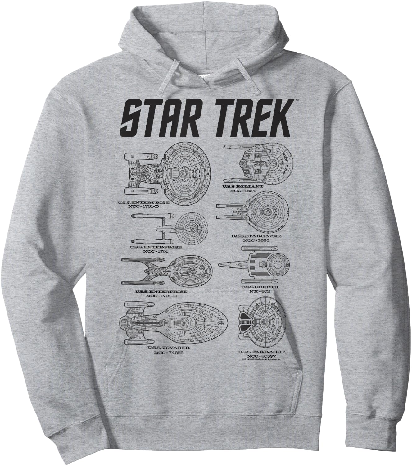 Star Trek Spaceships of Starfleet Enterprise Textbook Hoodie - Hoodie | Ash