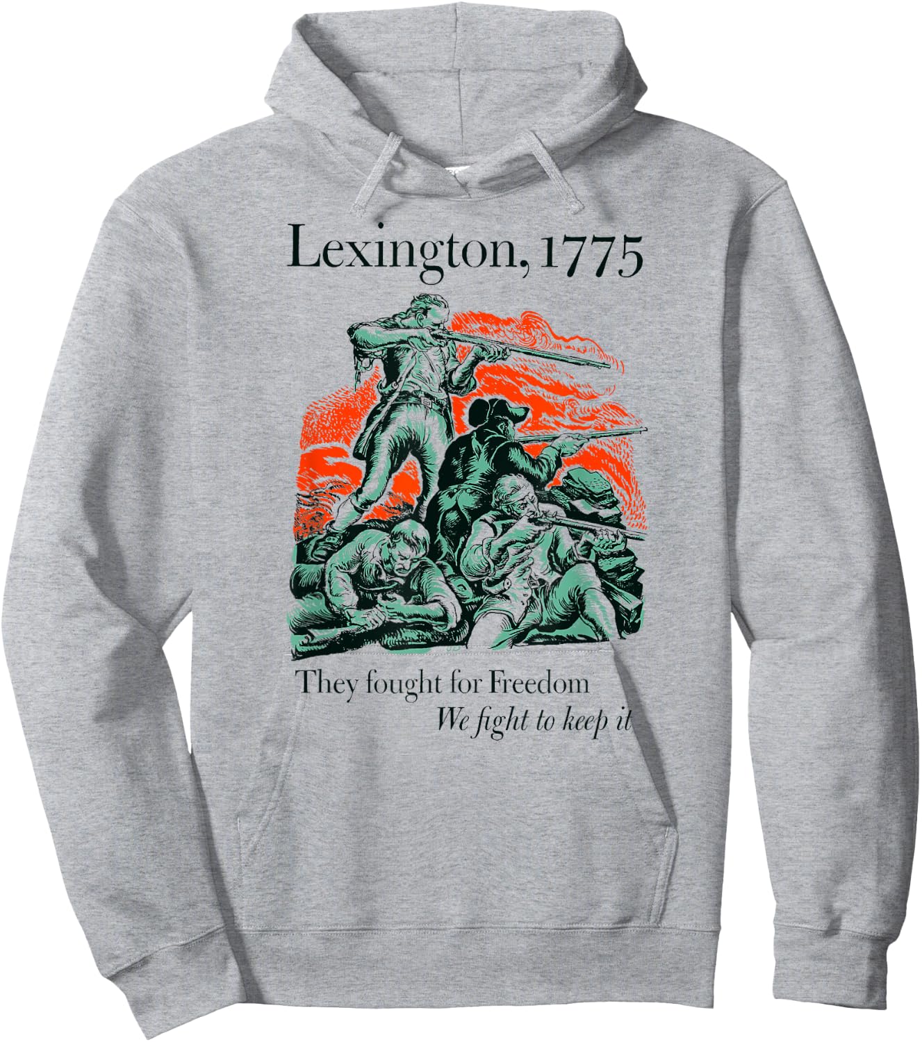 USA Patriotic Vintage Battle of Lexington Revolutionary War Hoodie - Hoodie | Ash