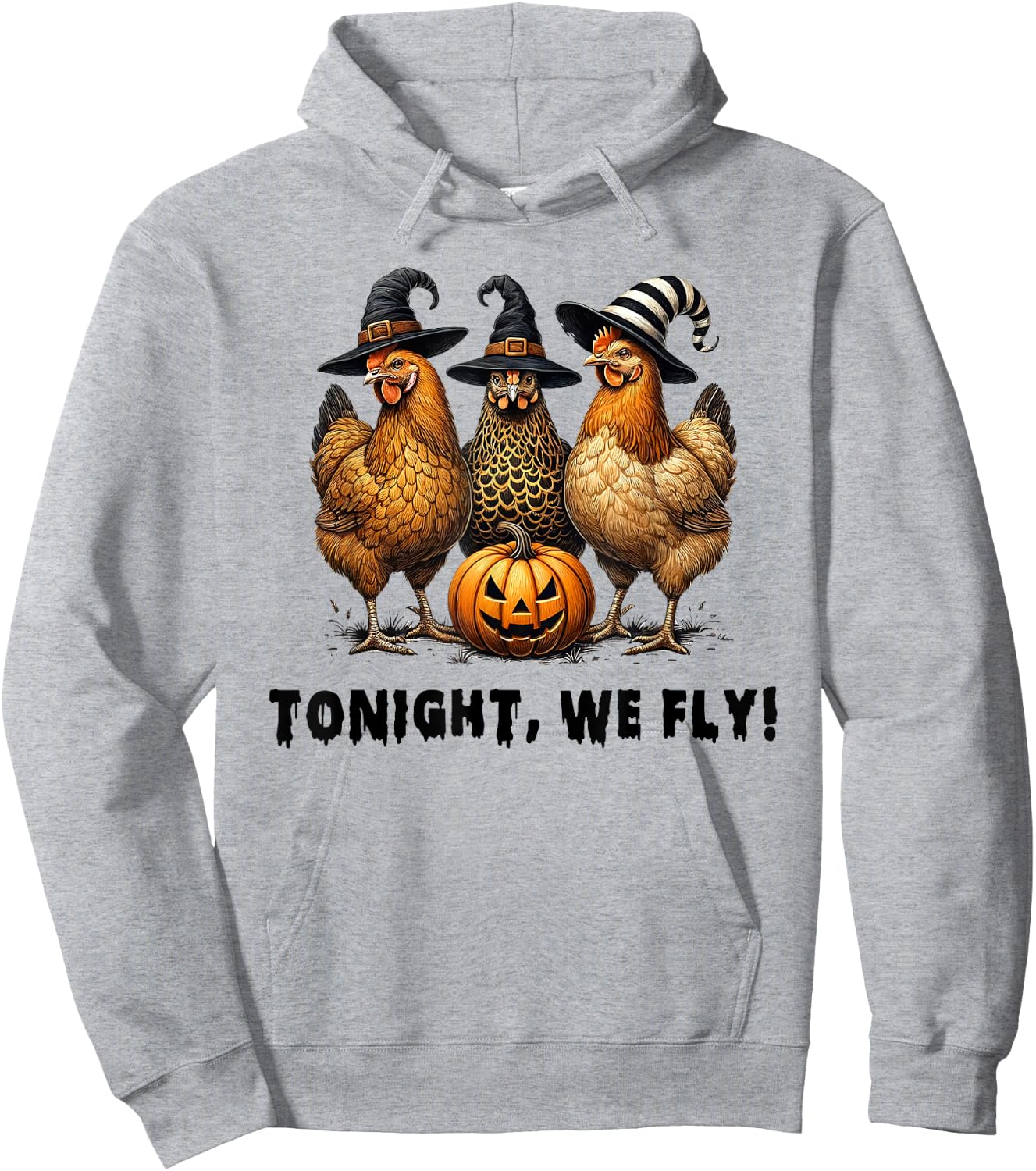 Tonight We Fly Funny Chicken Halloween Costume Spooky Season Hoodie - Hoodie | Ash
