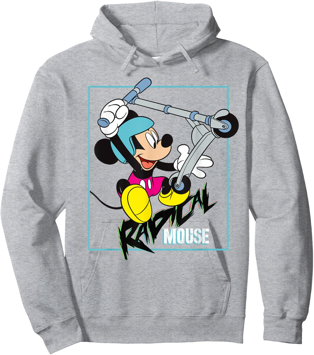 Disney Mickey Radical Mouse 90s Retro Scooter Hoodie - Hoodie | Ash