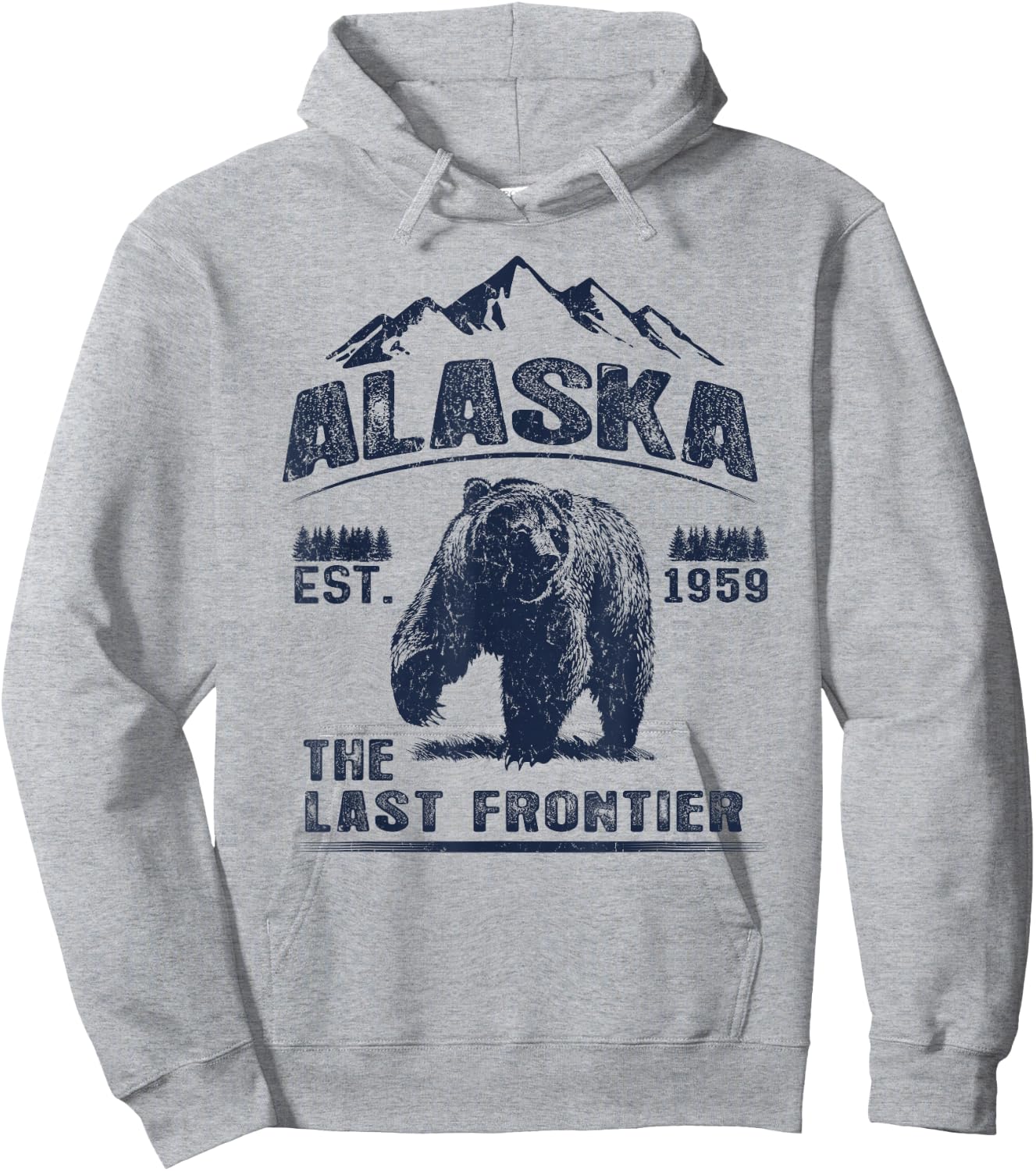 Bear Alaska The Last Frontier Hoodie - Hoodie | Ash