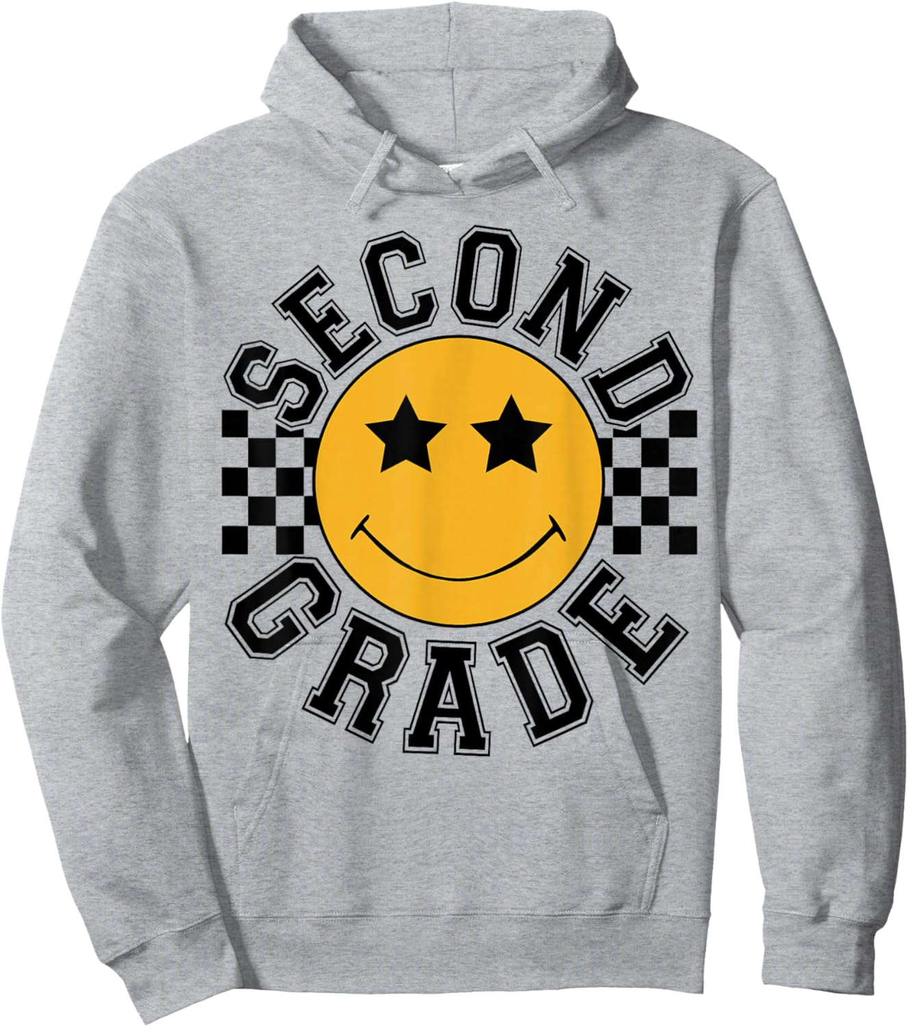 Retro Second Grade Smile Face Back To School Teacher Student Hoodie - Hoodie | Ash