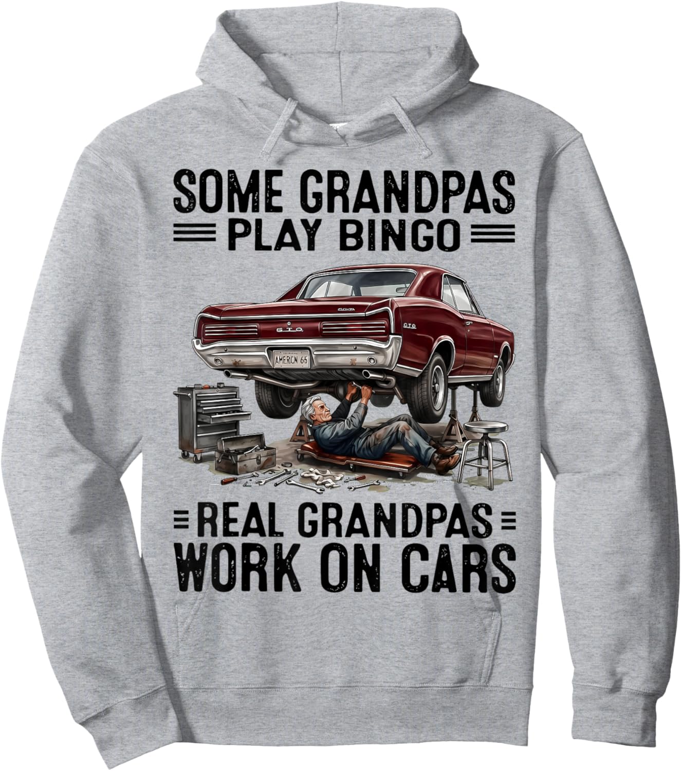 Some Grandpas Play Bingo Real Grandpas Work On Cars Mechanic Hoodie - Hoodie | Ash