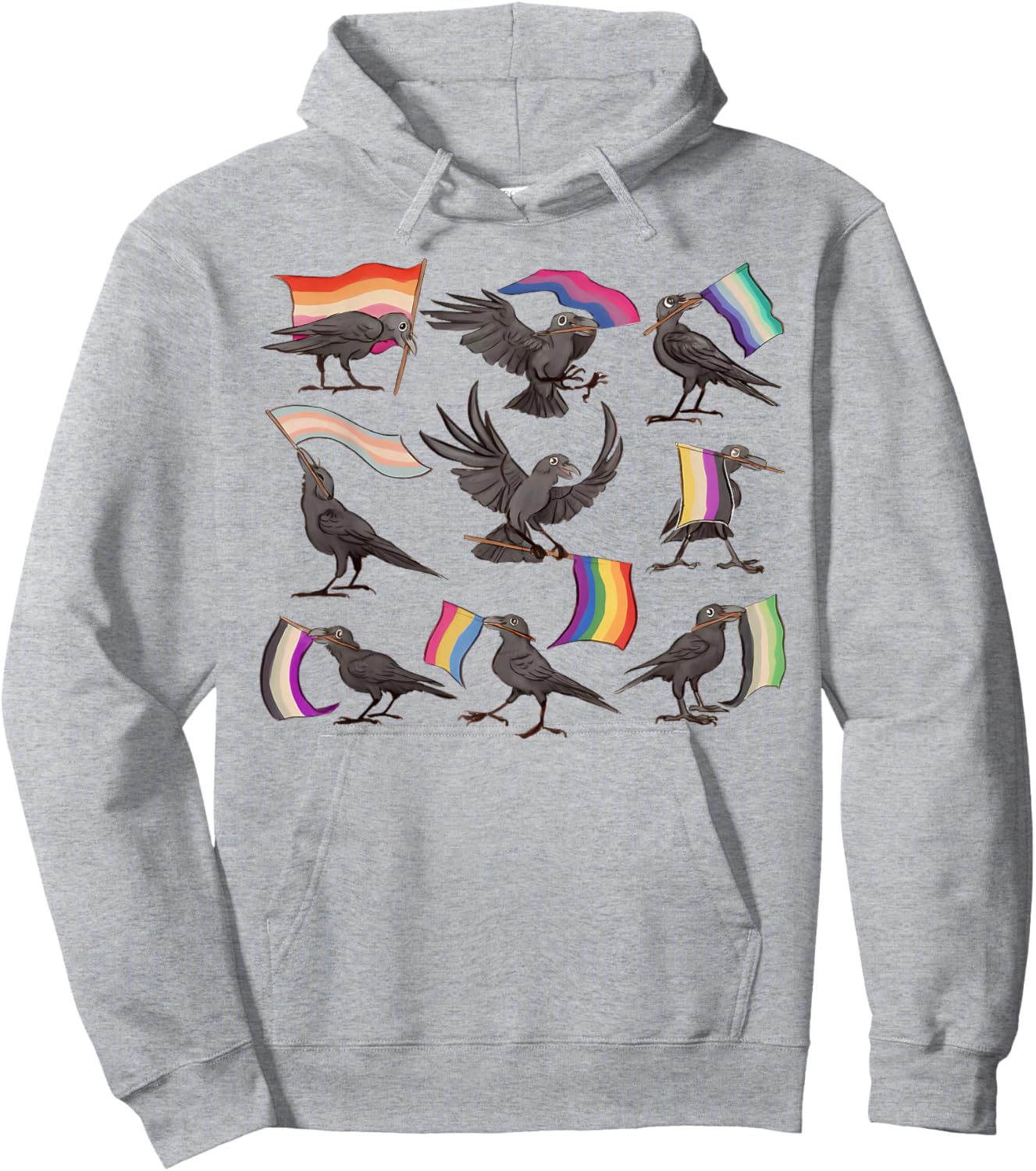 Funny Crow LGBT Gay Lesbian Bisexual Transgender Pride Raven Hoodie - Hoodie | Ash