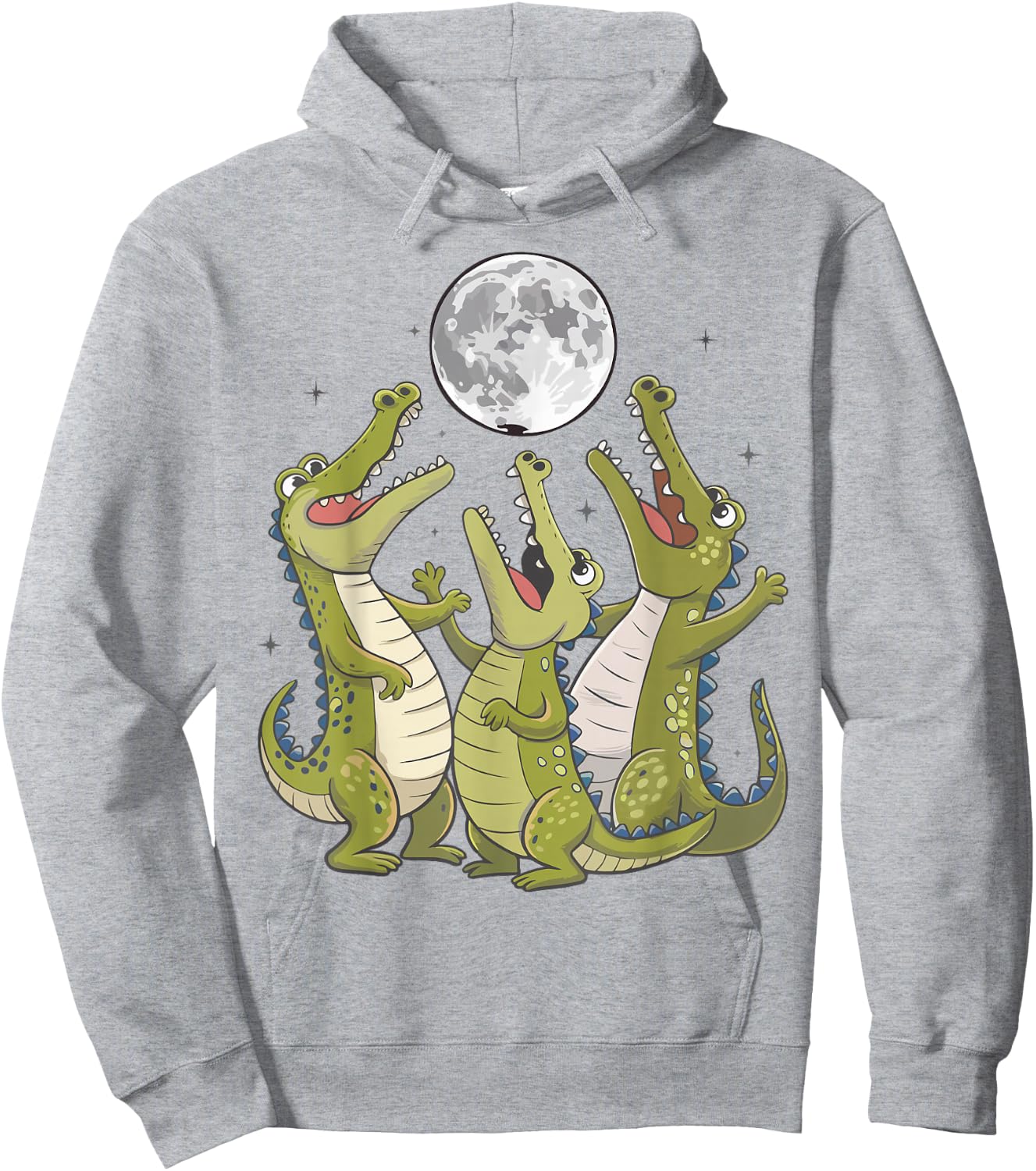 Funny Alligator Howling At Moon Toddler Men Women Vintage Hoodie - Hoodie | Ash