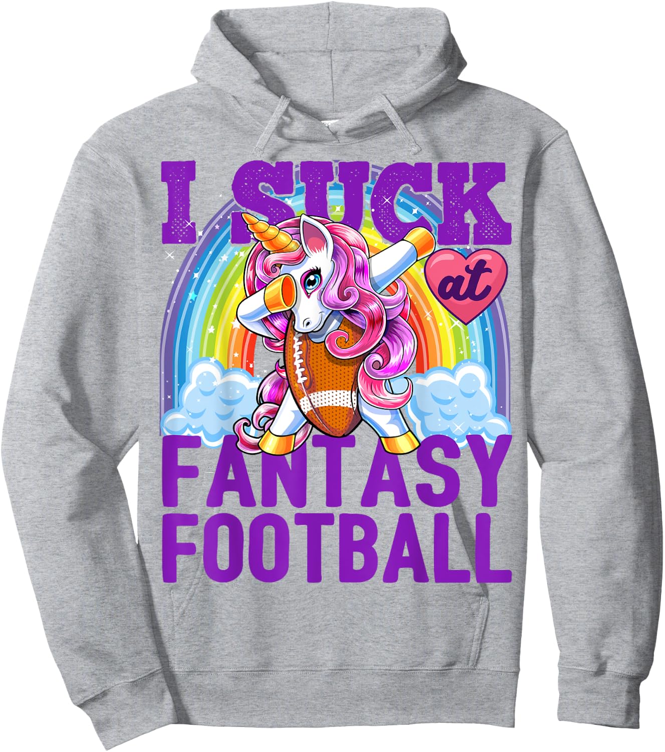 I Suck at Fantasy Football Dabbing Unicorn Loser Shirt Men Hoodie - Hoodie | Ash