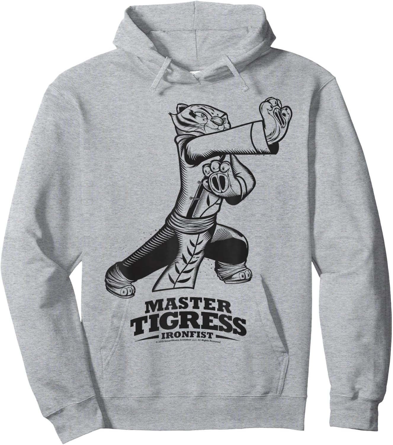 Kung Fu Panda Master Tigress Iron Fist Sketch Portrait Hoodie - Hoodie | Ash