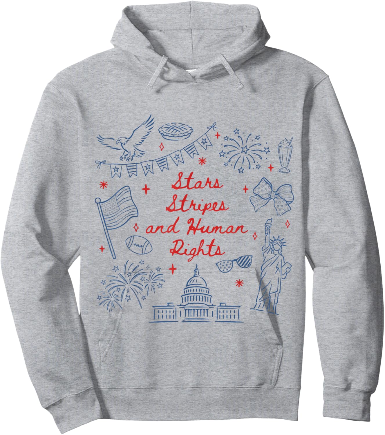 Stars Stripes and Human Rights 250th Anniversary 4th of July Hoodie - Hoodie | Ash