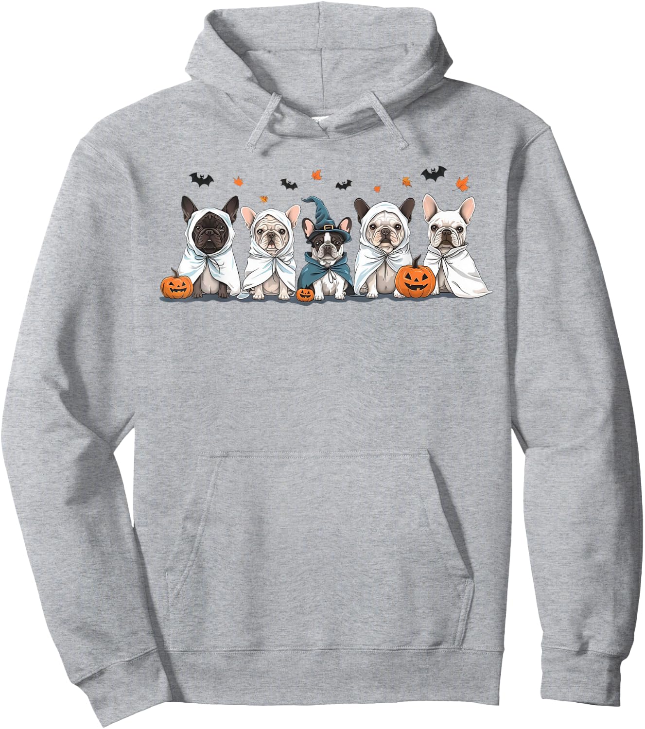 Funny Frenchie Halloween Costume Cute French Bulldog Ghost Hoodie - Hoodie | Ash