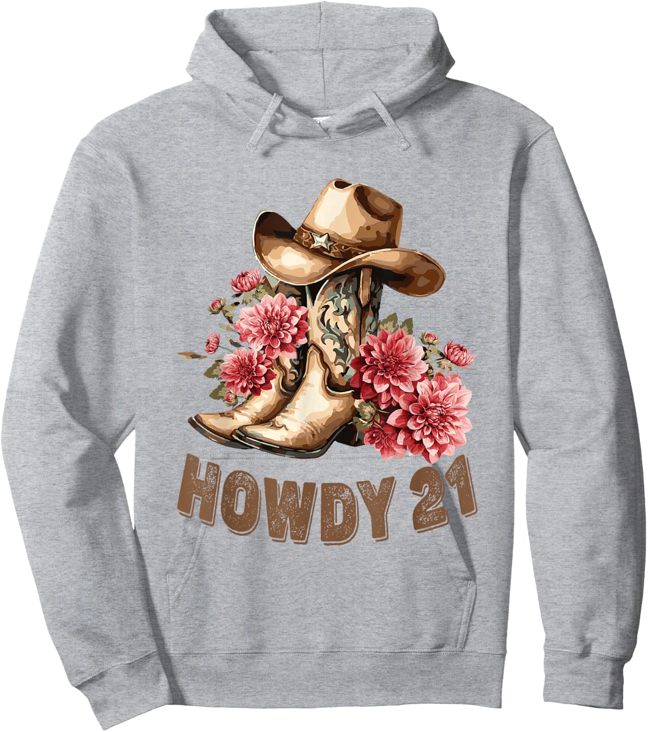 Howdy 21 Year Old Girl Western Country Cowgirl 21st Birthday Hoodie - Hoodie | Ash