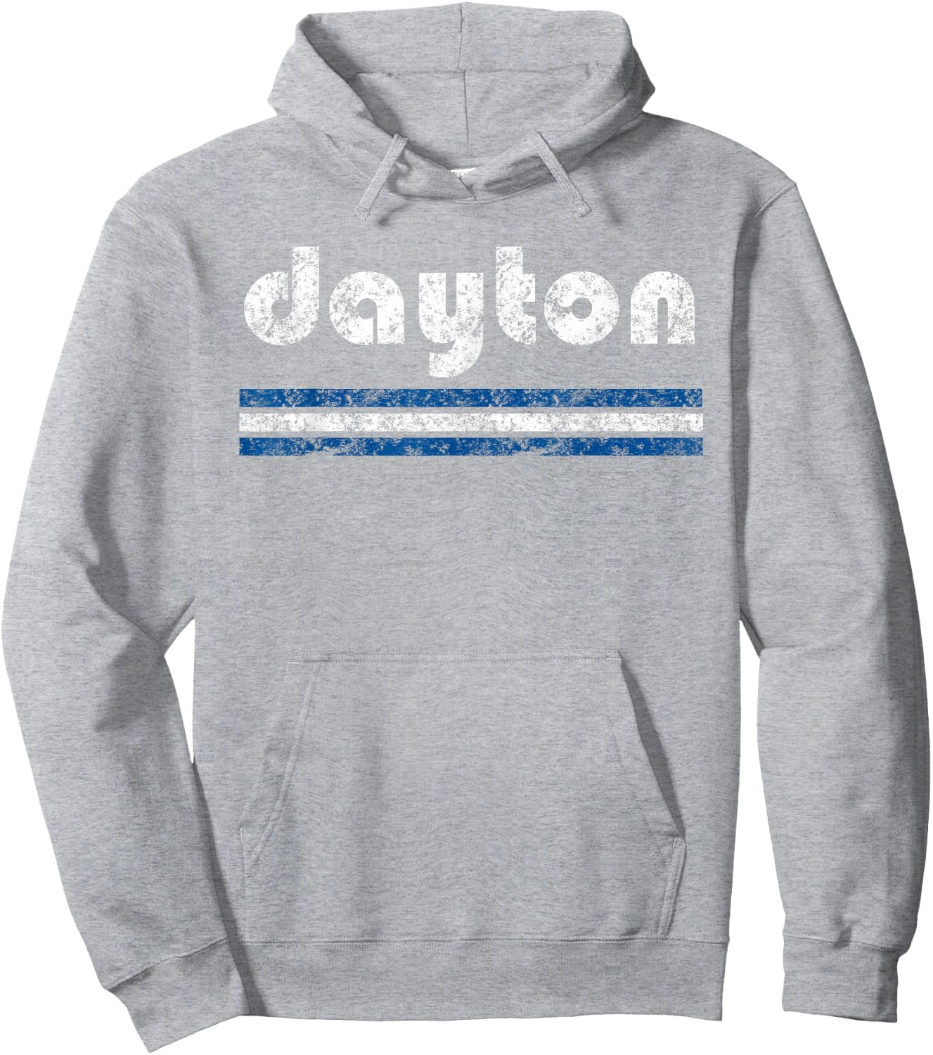 Dayton Ohio Retro Three Stripe Weathered Vintage Hoodie - Hoodie | Ash