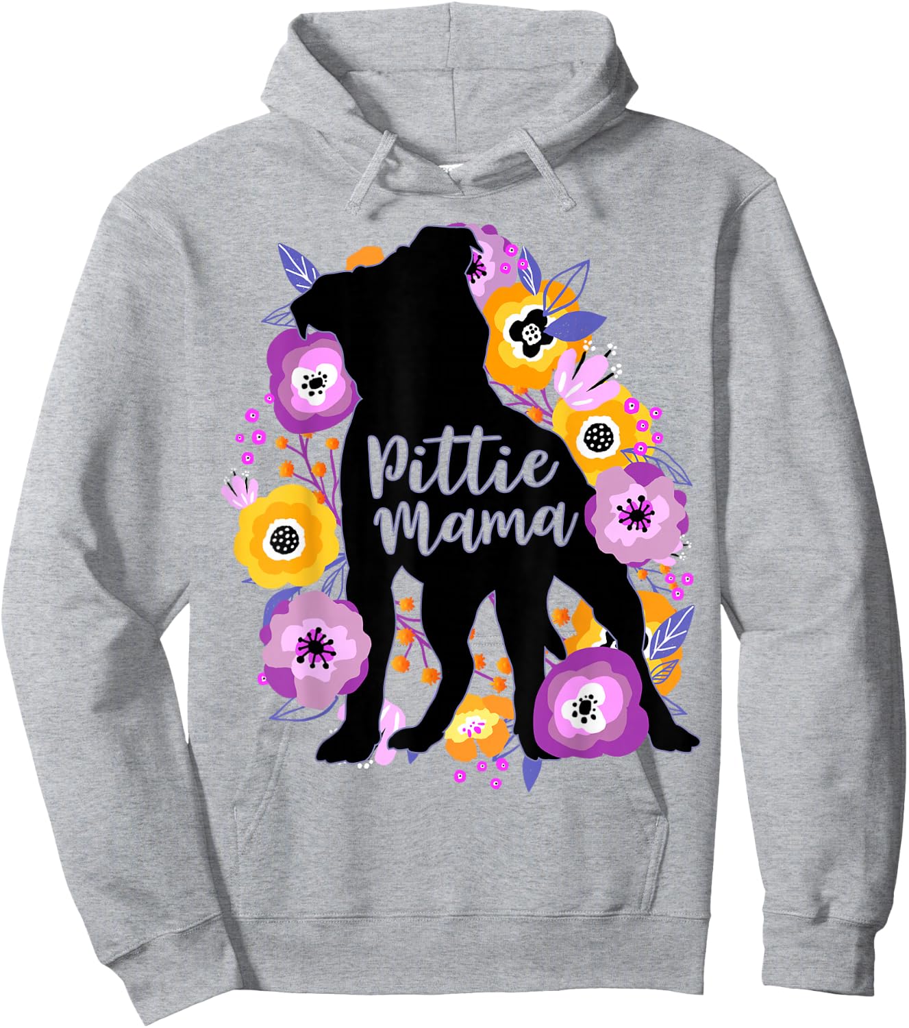 Pitbull Mama Purple Flowers Pittie Cute Pit Bull Dog Mom Hoodie - Hoodie | Ash