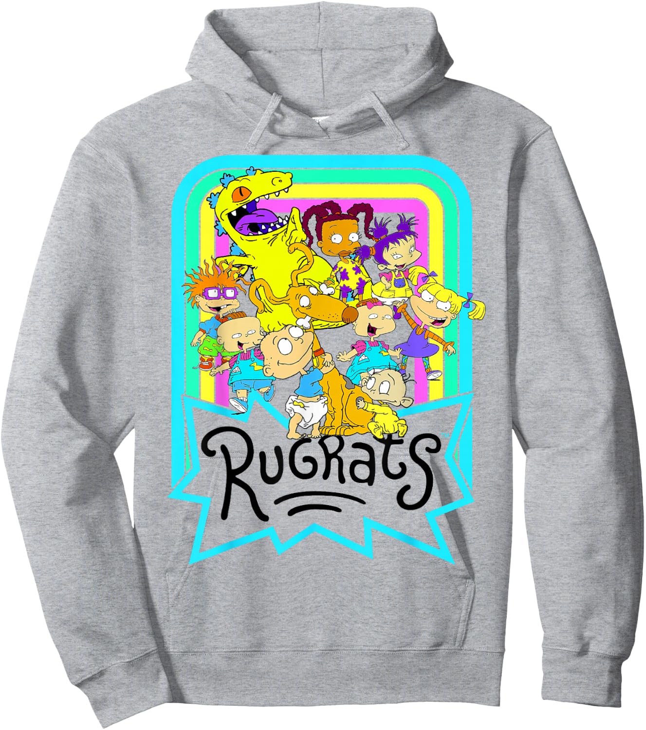 Nickelodeon Rugrats Neon Rainbow Reptar and Friends Small Hoodie - Hoodie | Ash