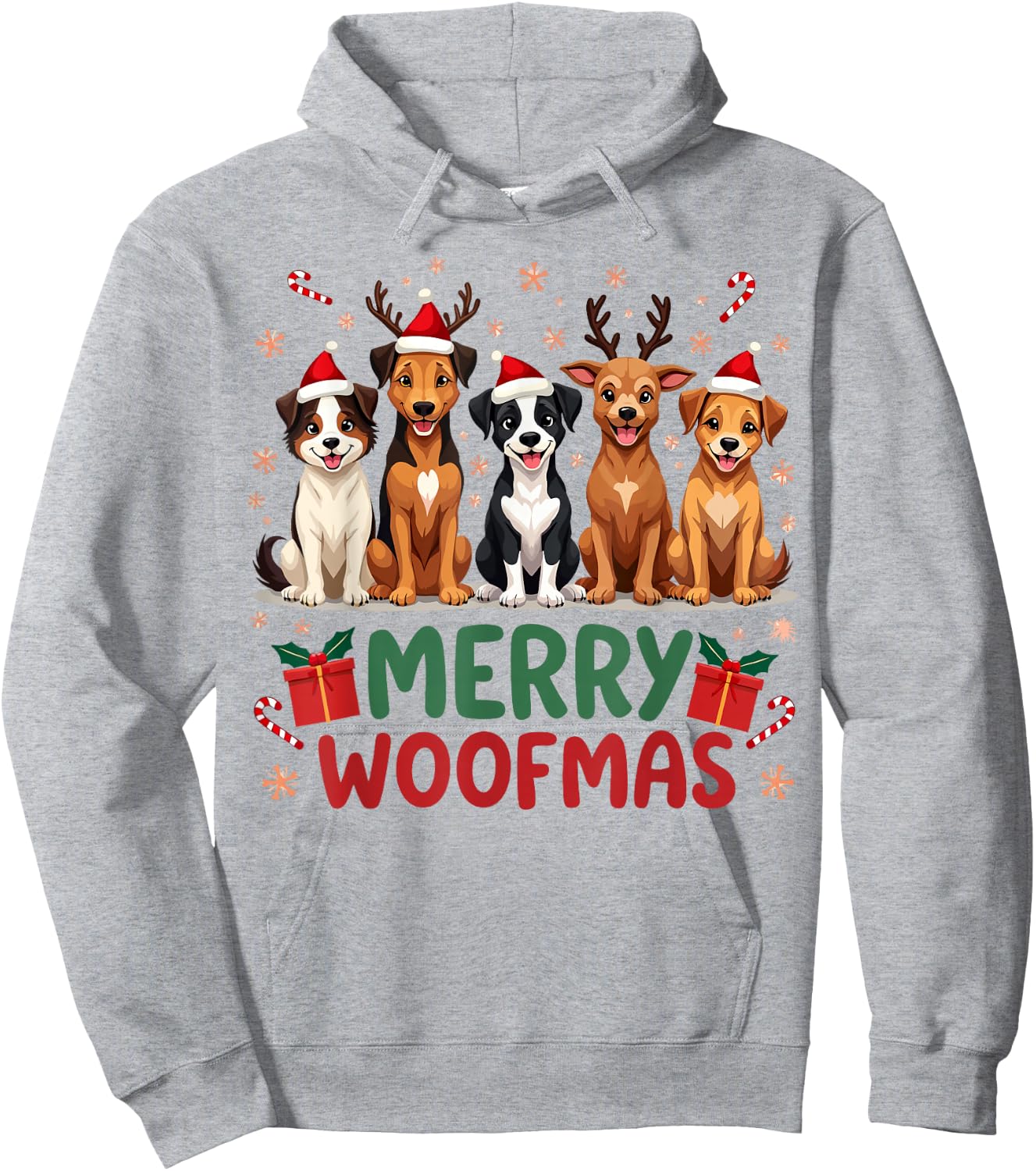 Merry Woofmas Cute Christmas Dog Mom Funny Holiday Hoodie - Hoodie | Ash